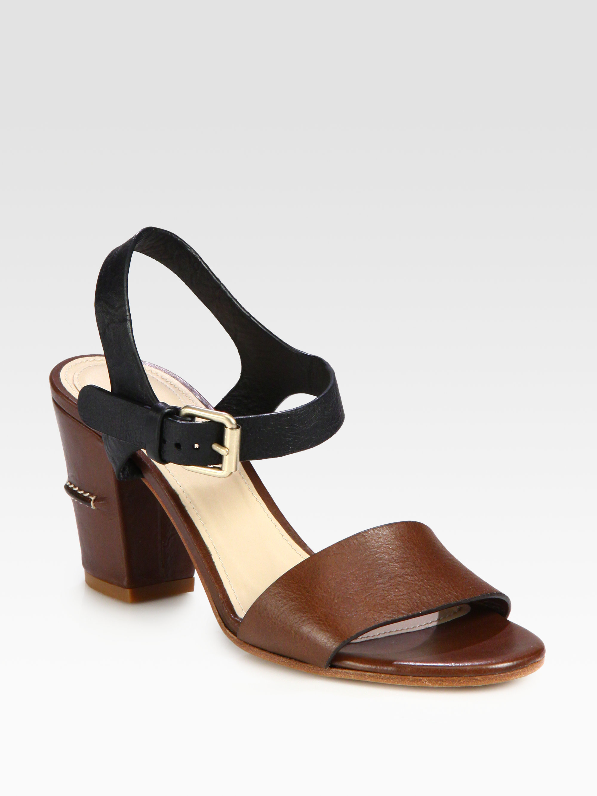 Chloé Bicolor Leather Sandals in Brown | Lyst