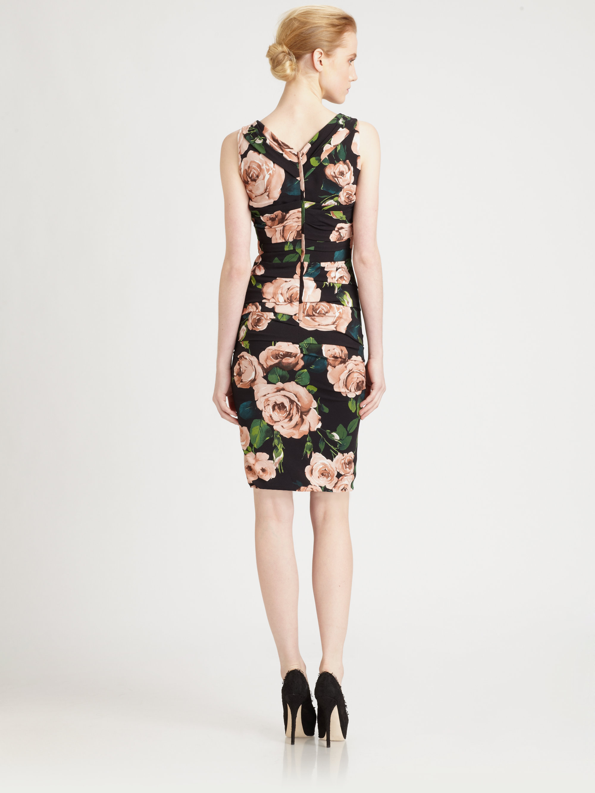 Lyst - Dolce & Gabbana Ruched Floral Dress