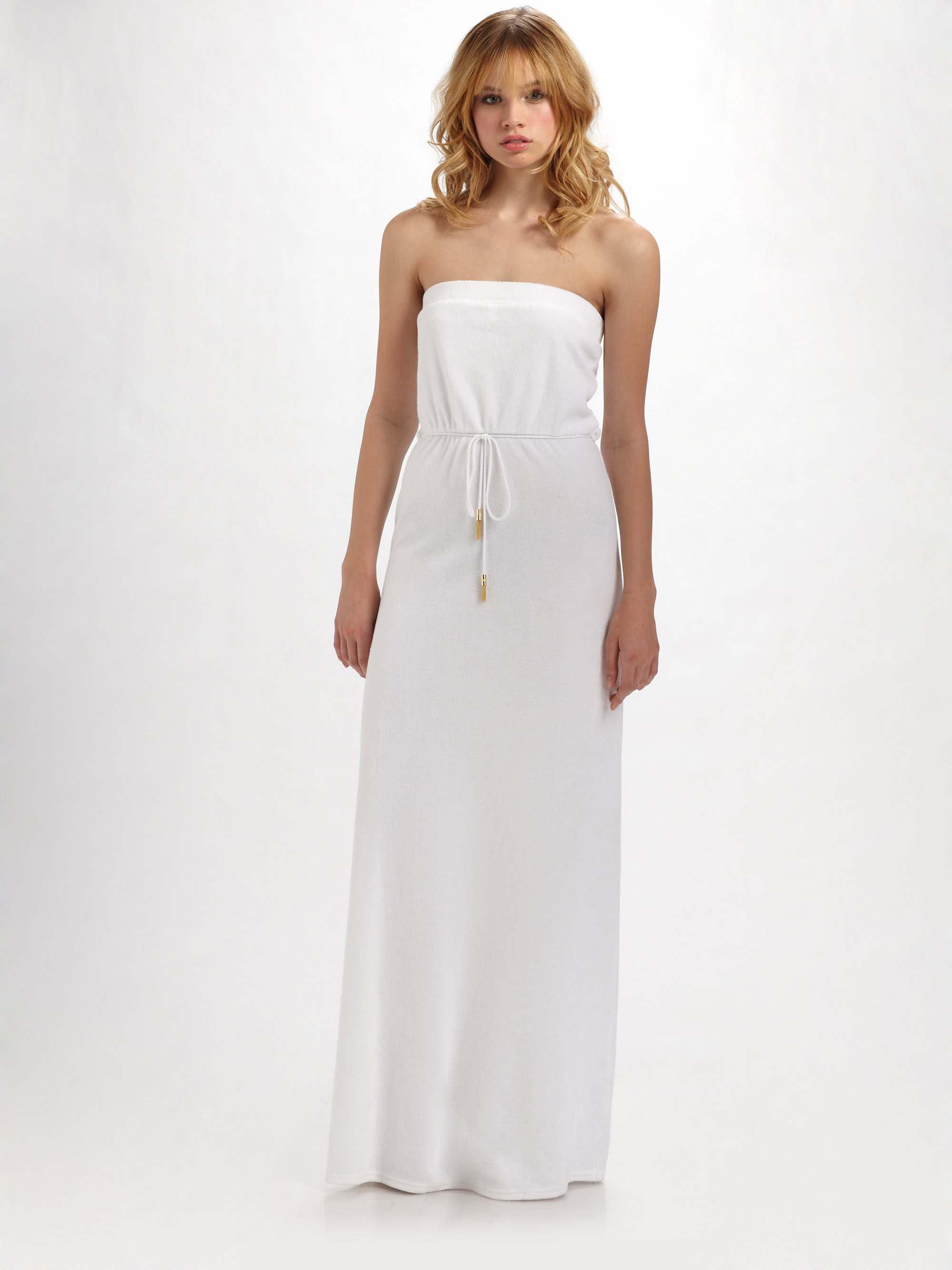 Juicy Couture Terry Strapless Maxi Dress In White Lyst