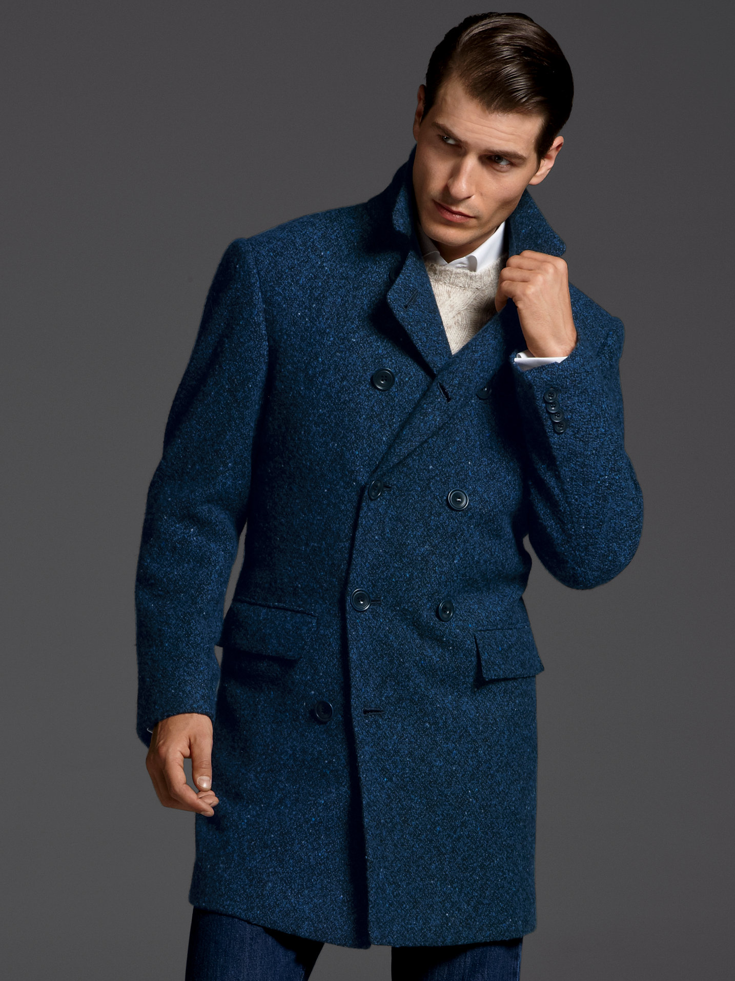 Lyst - Kiton Boucle Overcoat in Blue for Men