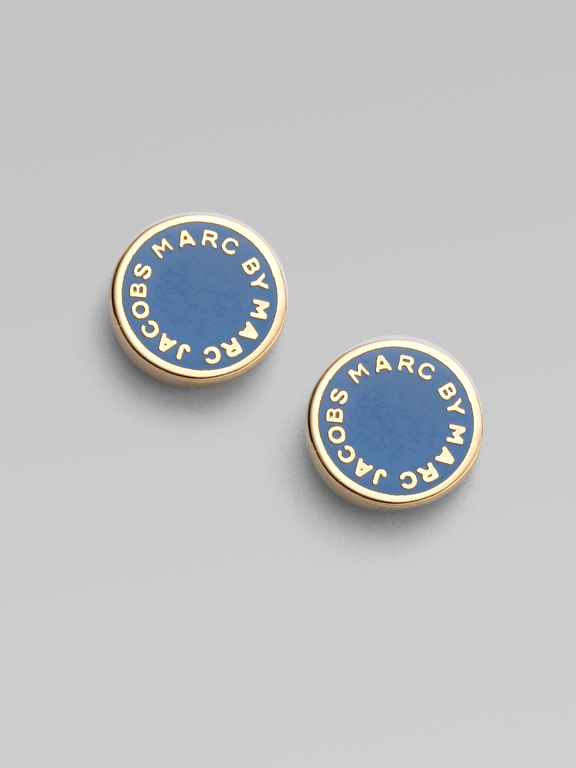 Lyst Marc By Jacobs Logo Disc Stud Earrings In Blue Gallery
