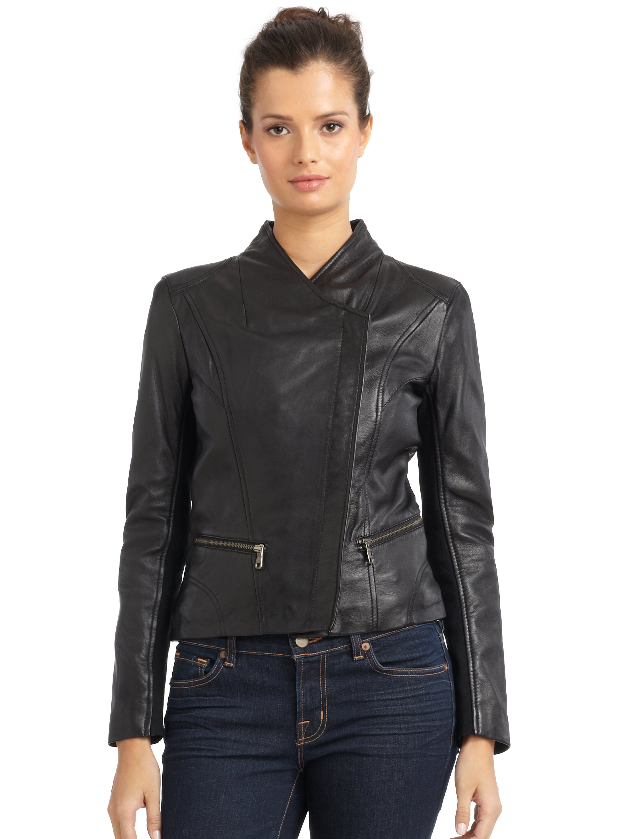 Lyst - Marc New York Tess Leather Jacket in Brown