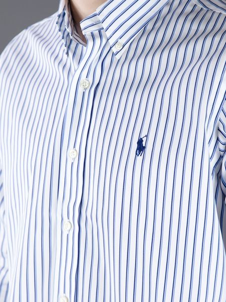Polo Ralph Lauren Striped Button Down Shirt in White for Men | Lyst