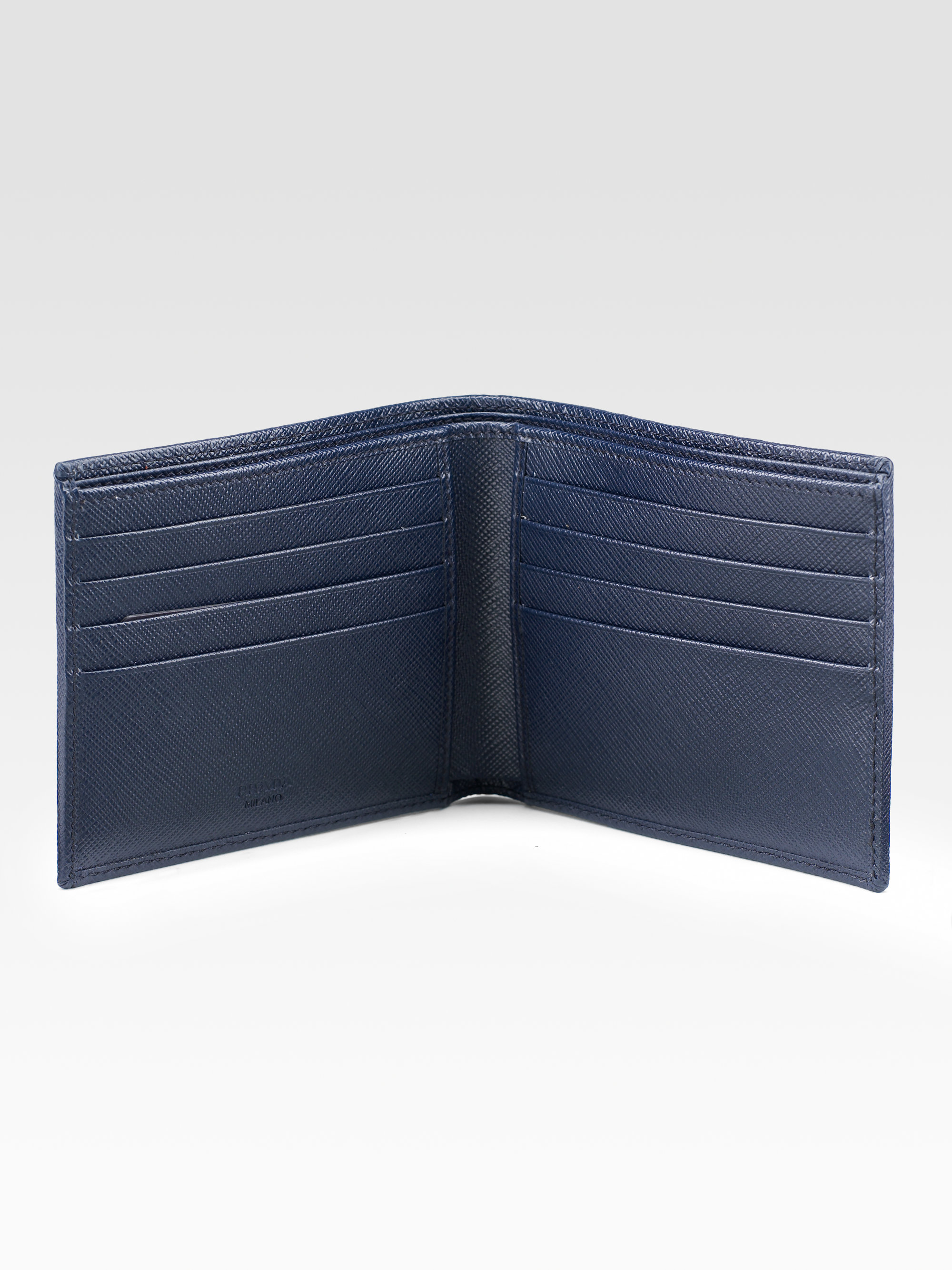 Lyst - Prada Intreccio Bi-fold Wallet in Blue for Men
