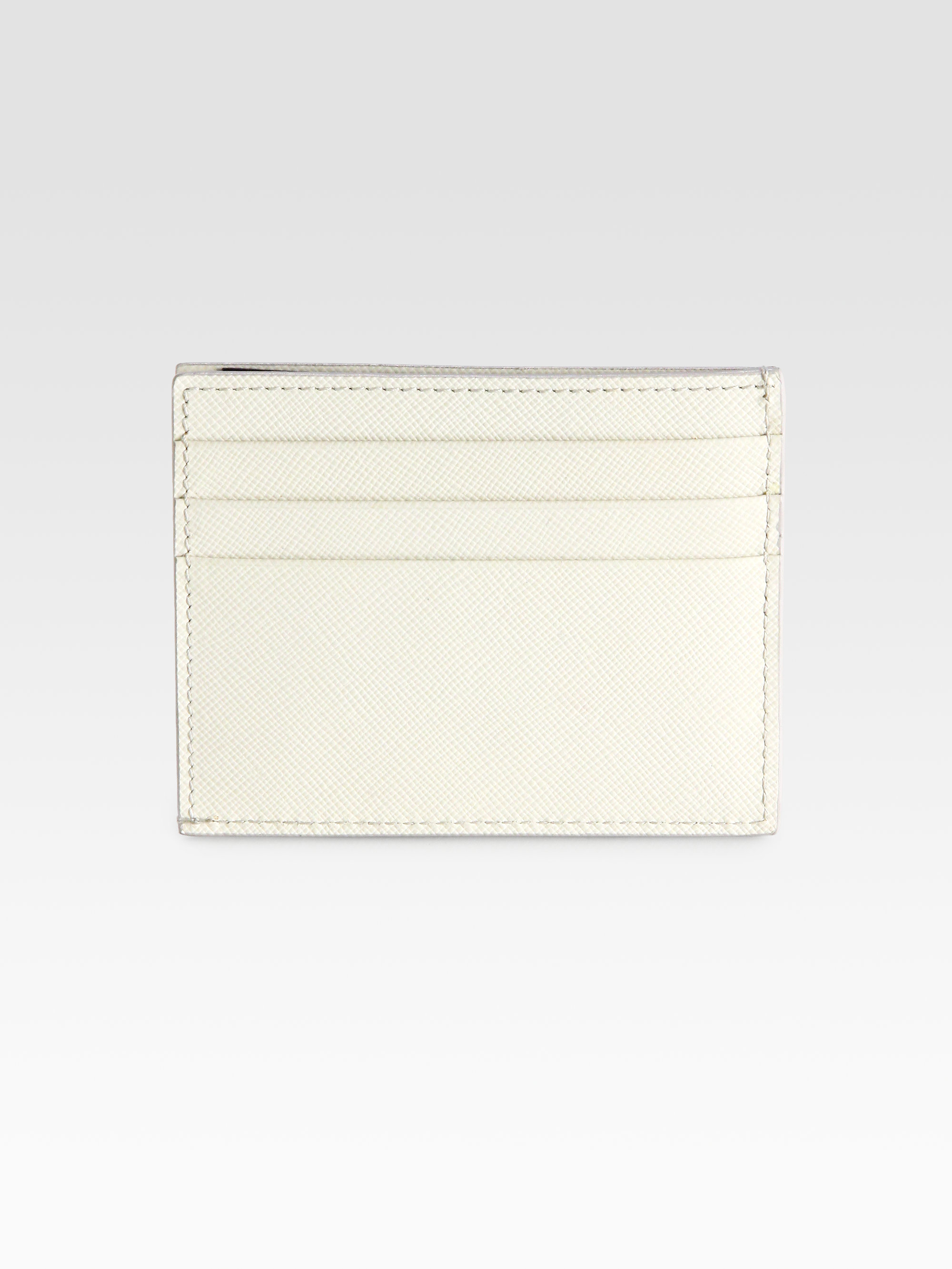 Prada Saffiano Leather Card Case in White for Men (talco) | Lyst  