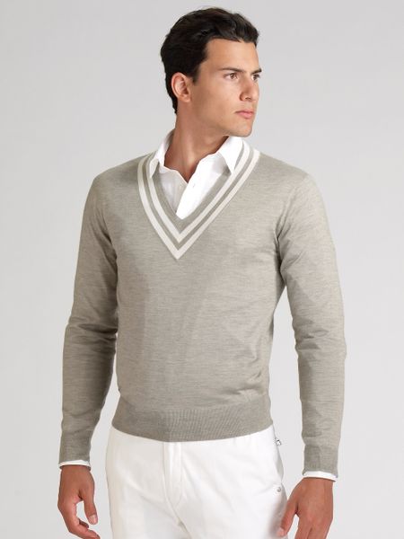 Ralph Lauren Black Label Silkcashmere Cricket Sweater in Gray for Men ...