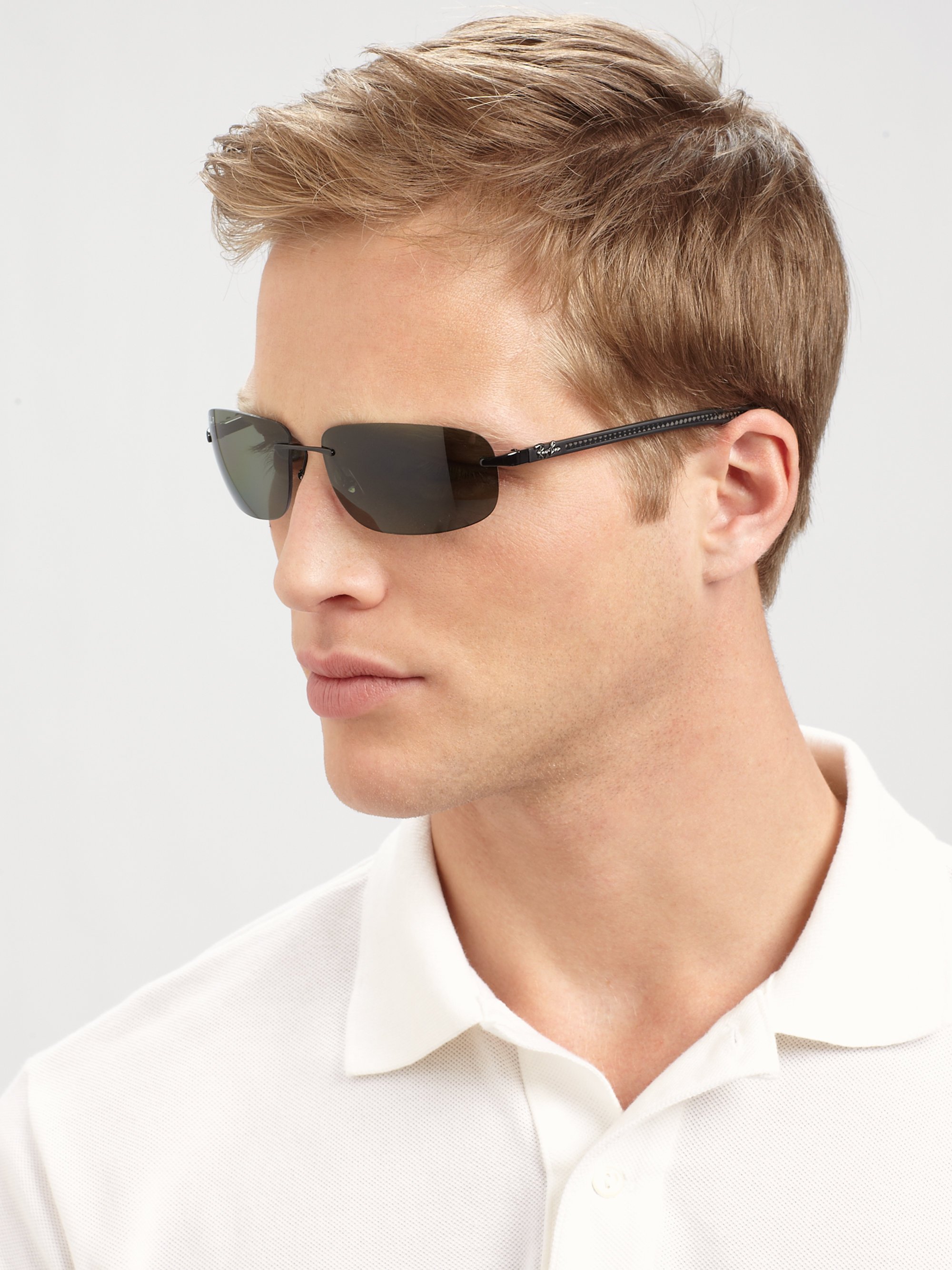 Lyst - Ray-Ban Tech Rimless Metal Sunglasses in Black for Men
