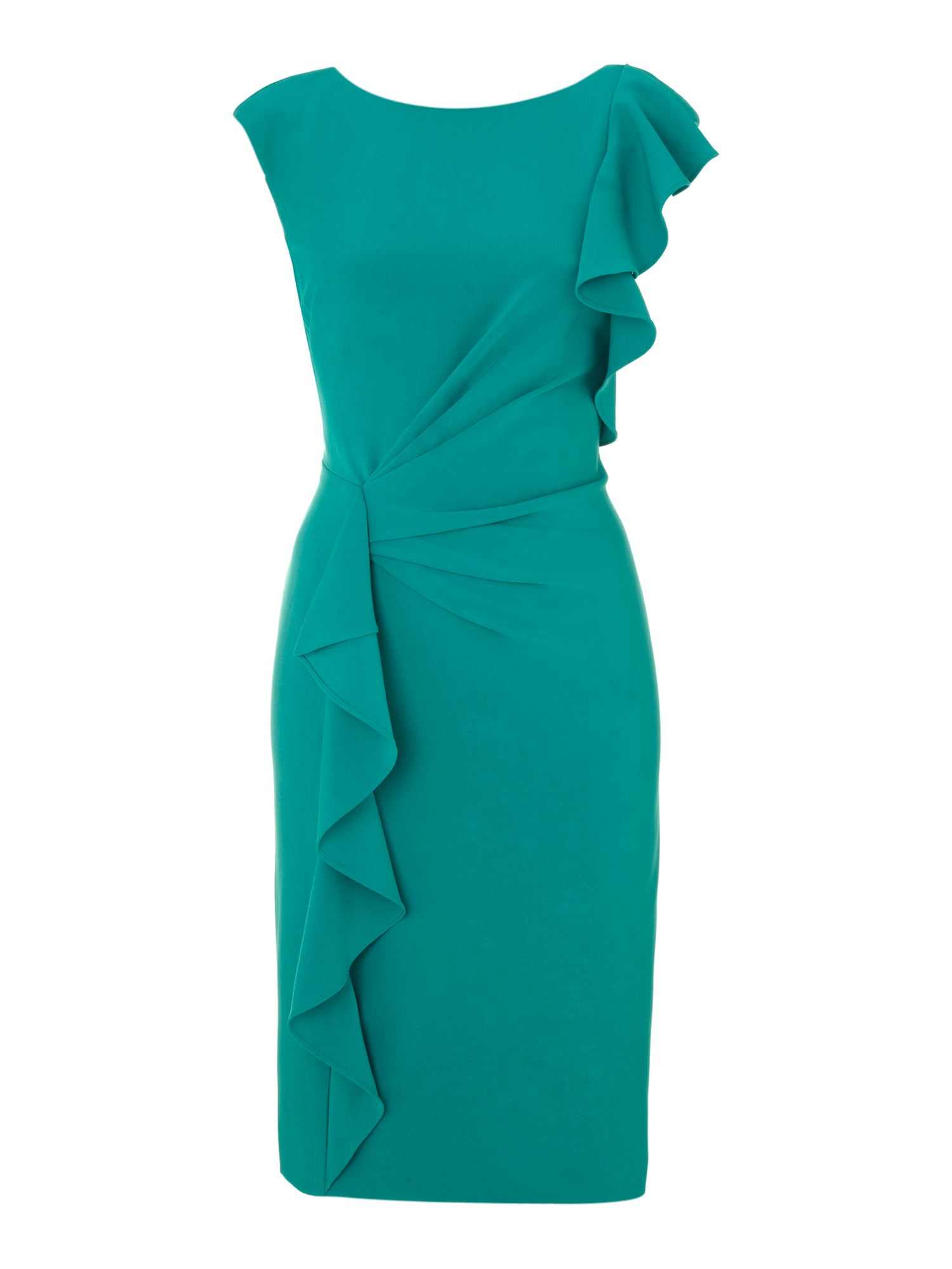 Adrianna Papell Ruffle Front Detail Dress in Green (Jade) | Lyst