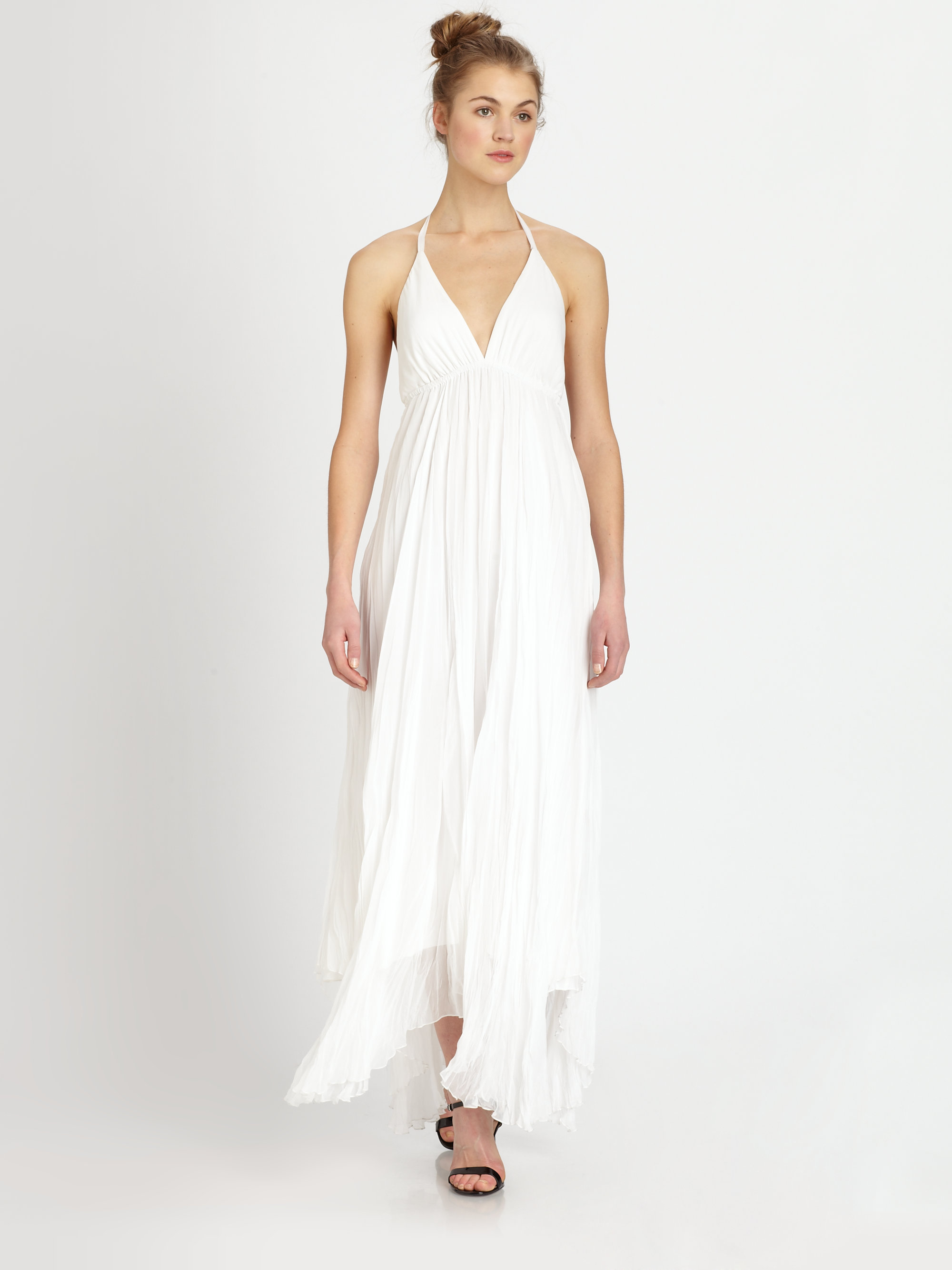 Alice + olivia Bade Silk Halter Dress in White | Lyst