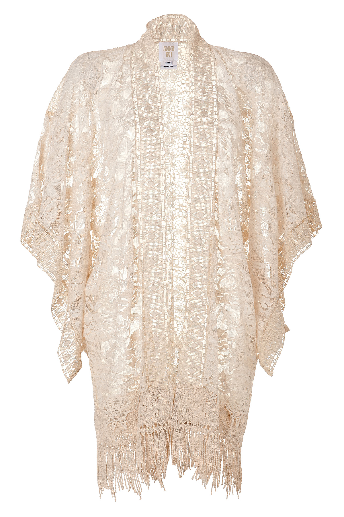 Lyst - Anna Sui Mixed Lace Kimono in Cream in White