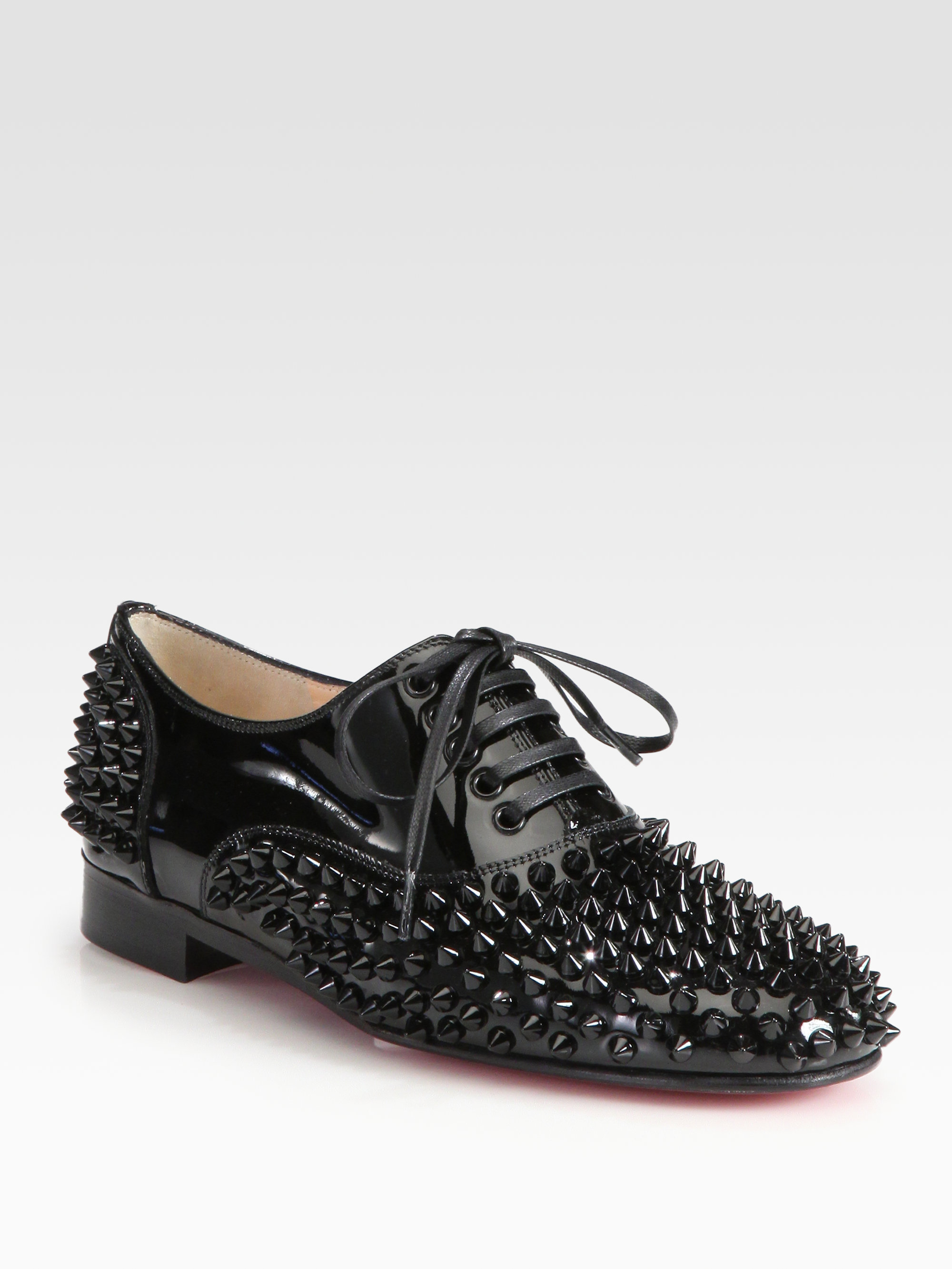 Christian louboutin Freddy Studded Patent Leather Laceup Oxfords ...