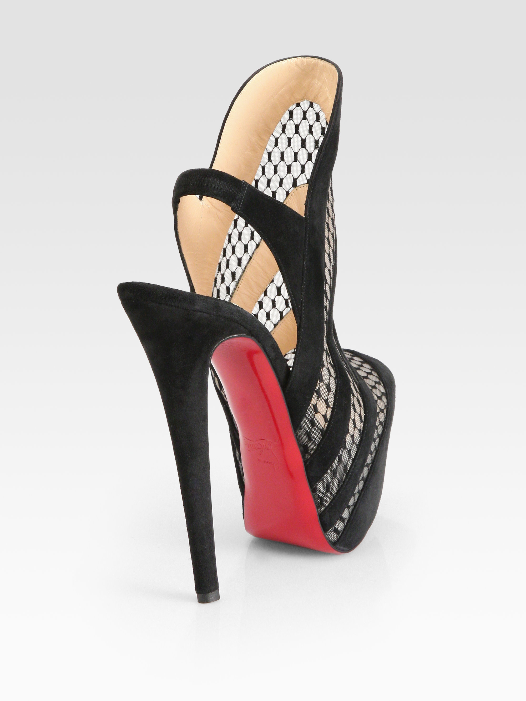 Christian louboutin Guizi Suede Mesh Platform Ankle Boots in Black ...