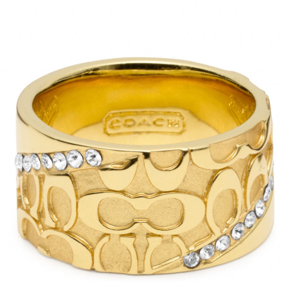 Lyst - Coach Half Signature Pave Band Ring in Metallic