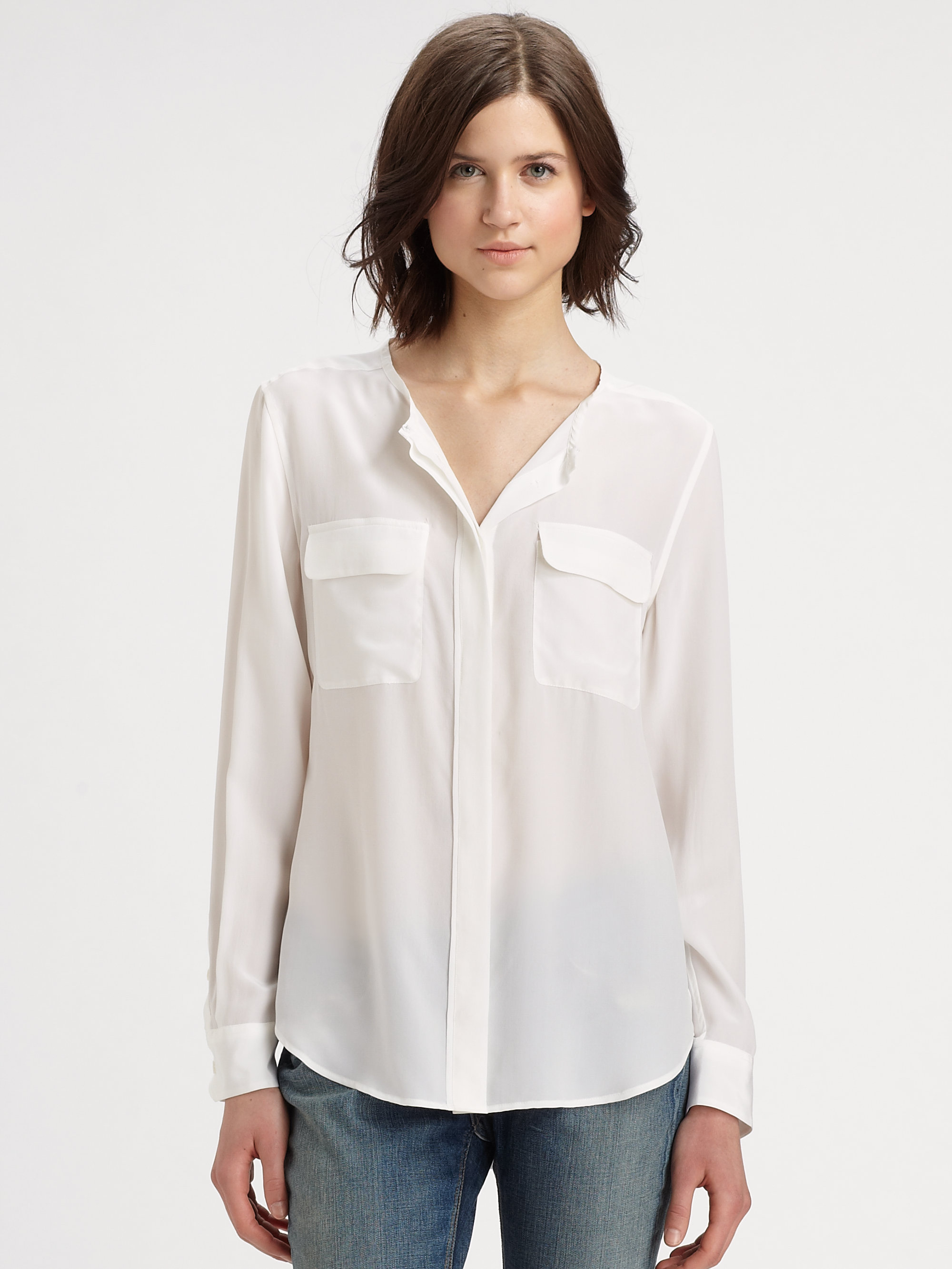 Equipment Lynn Silk Shirt in White | Lyst