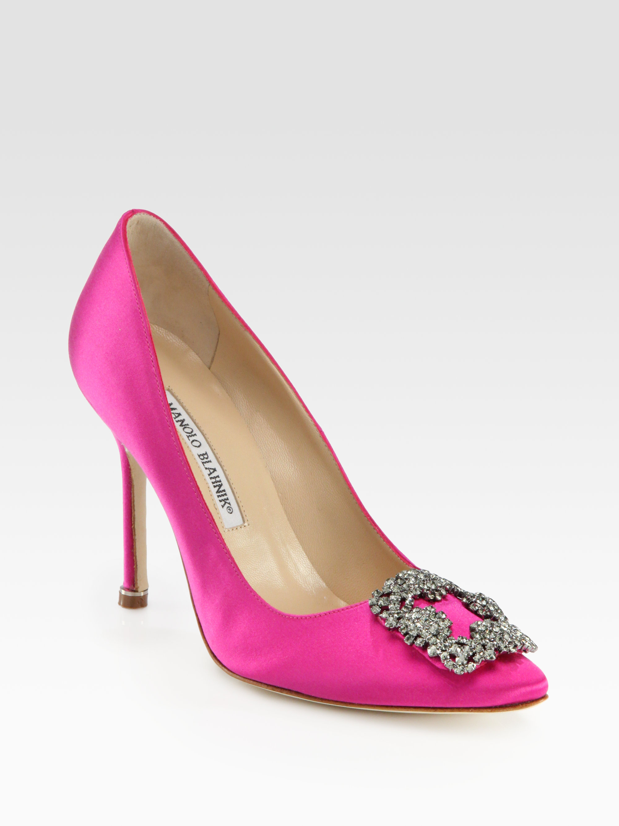 Manolo blahnik Hangisi 105 Satin Pumps in Pink | Lyst