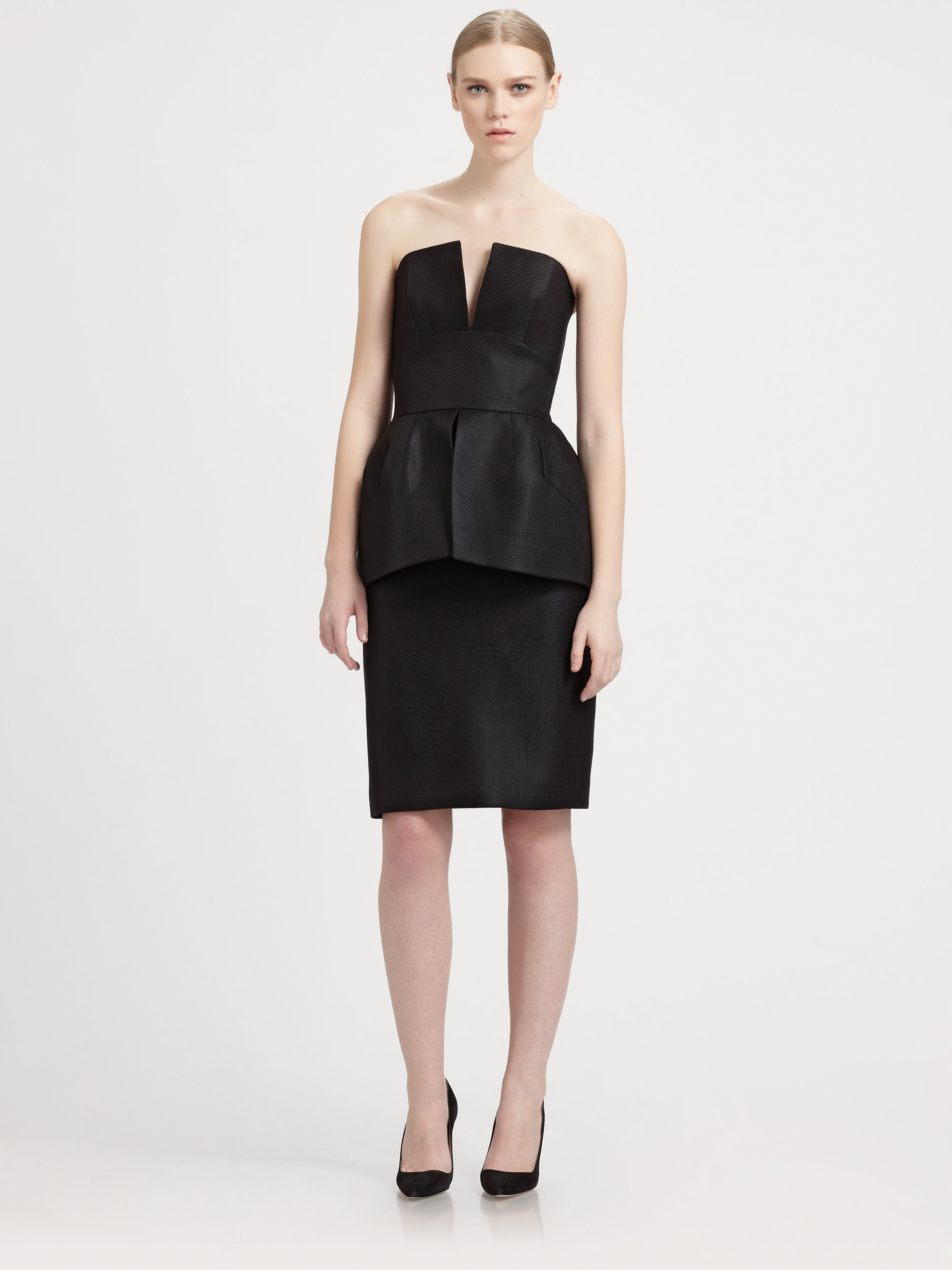 Lyst - Martin Grant Strapless Peplum Dress in Black