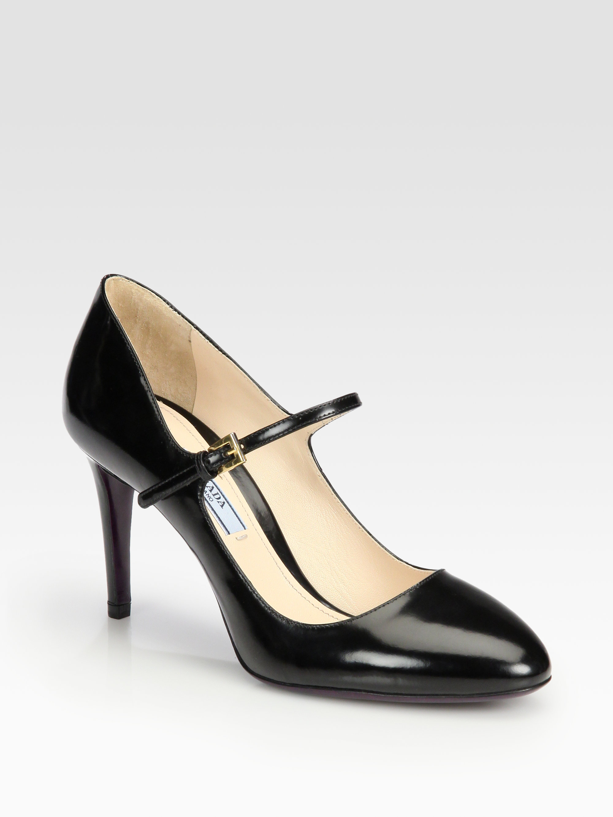 Lyst - Prada Patent Leather Mary Jane Pumps in Brown