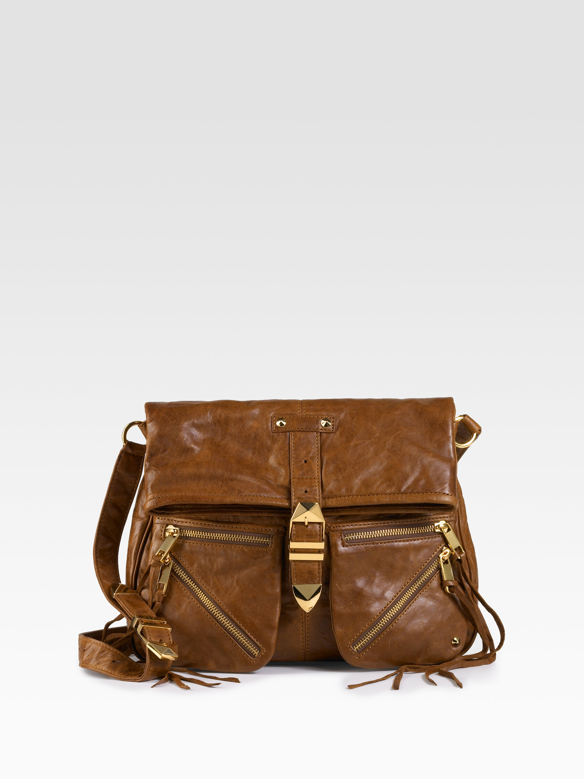 Rebecca Minkoff Foldover Buckle Crossbody Bag in Brown | Lyst