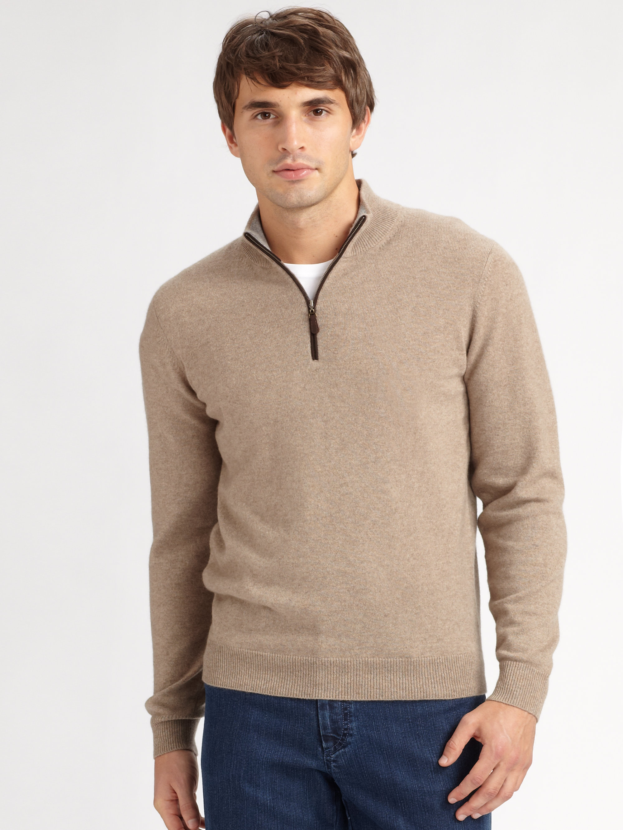Saks fifth avenue Halfzip Cashmere Sweater in Gray for Men | Lyst