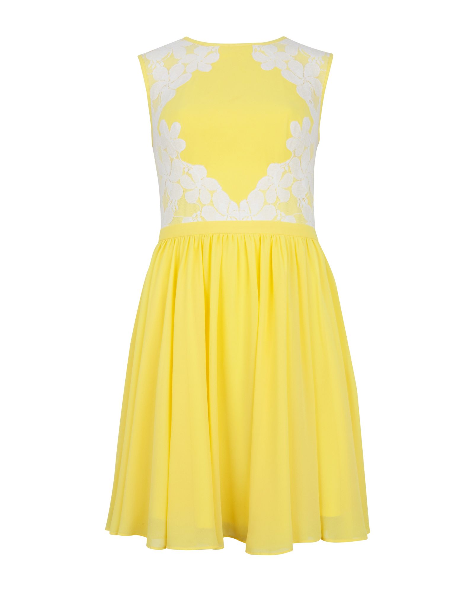 Ted baker Vember Lace Colour Block Dress in Yellow | Lyst