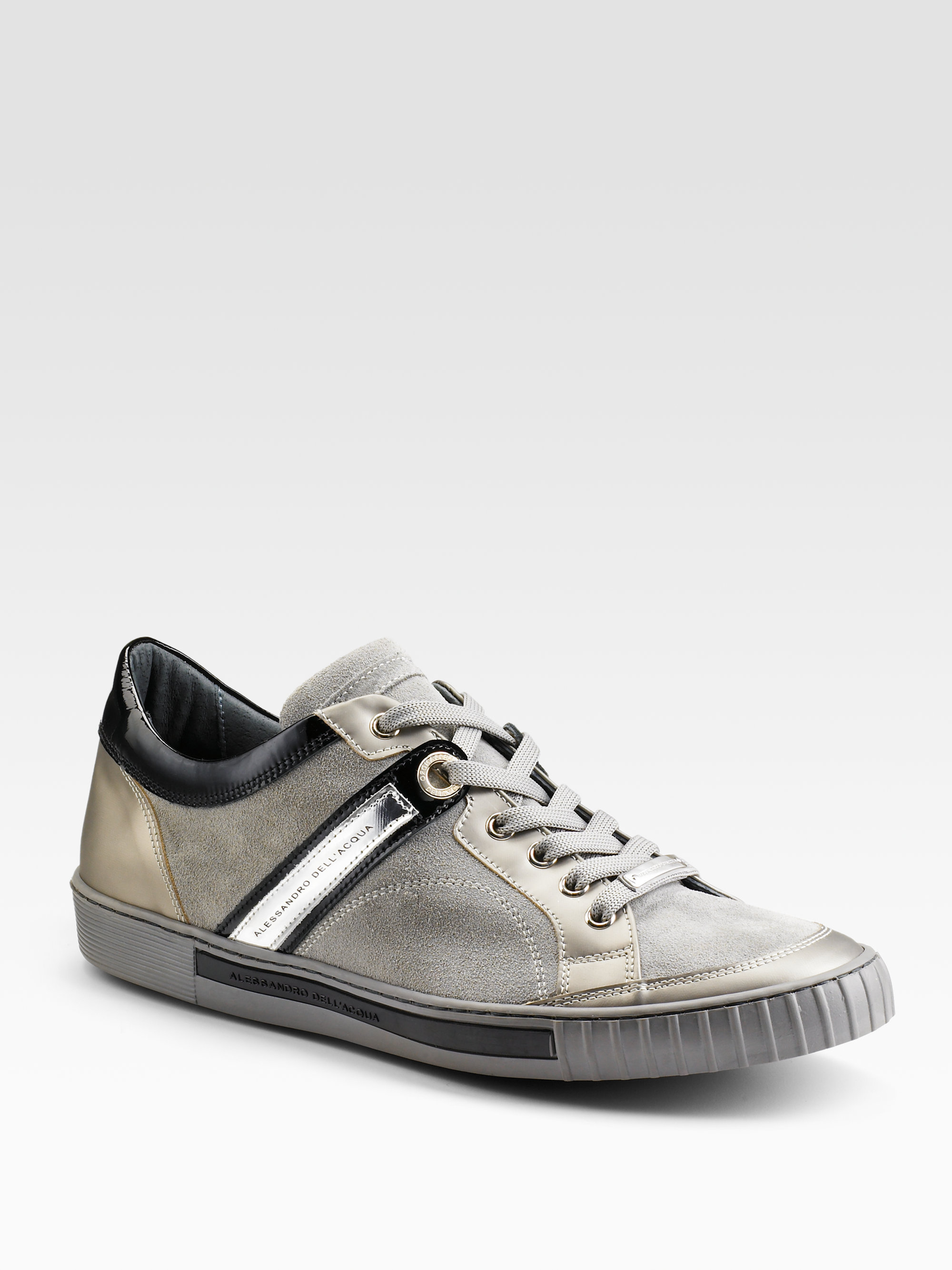 Alessandro Dell'acqua Suede Sneakers in Gray for Men (silver/black) | Lyst