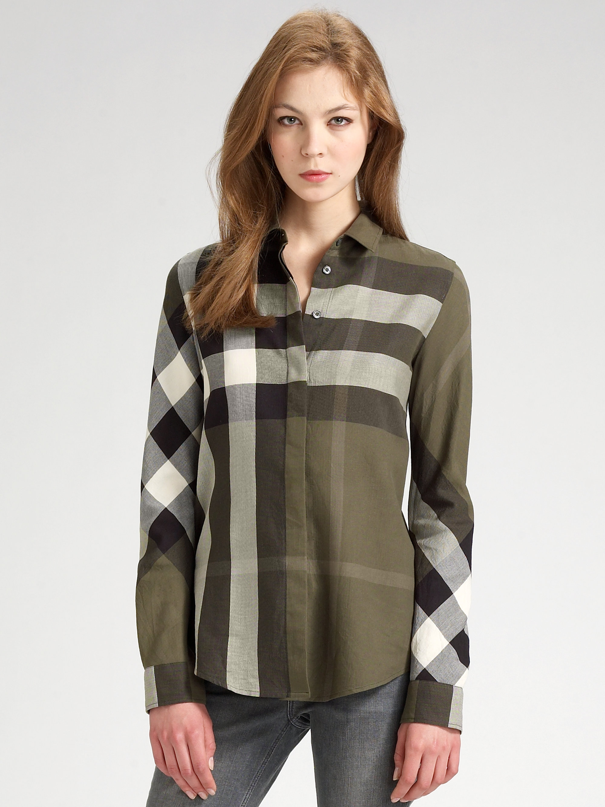 Burberry brit Check Shirt in Green | Lyst