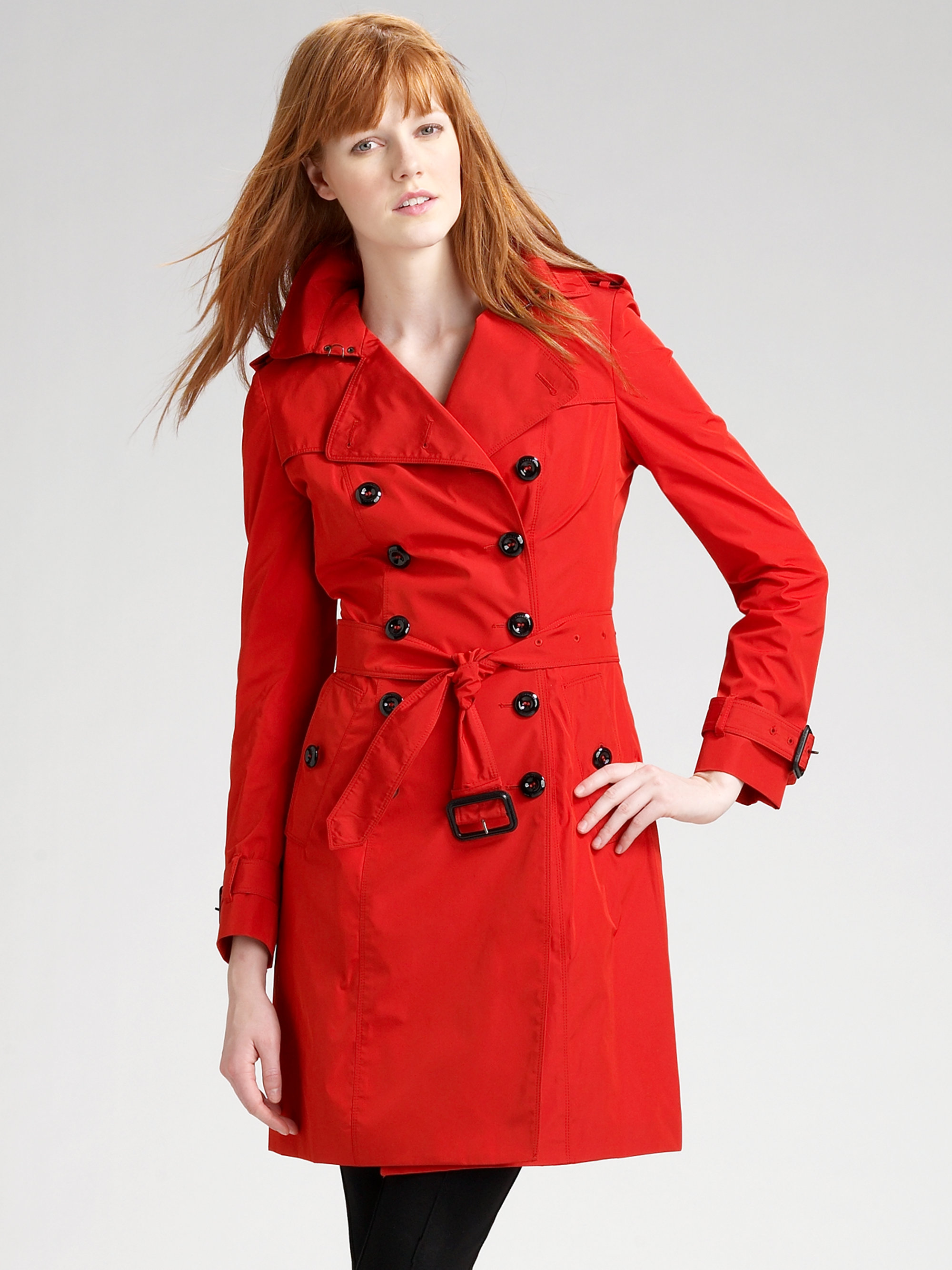 Burberry Taffeta Trench-coat in Red | Lyst
