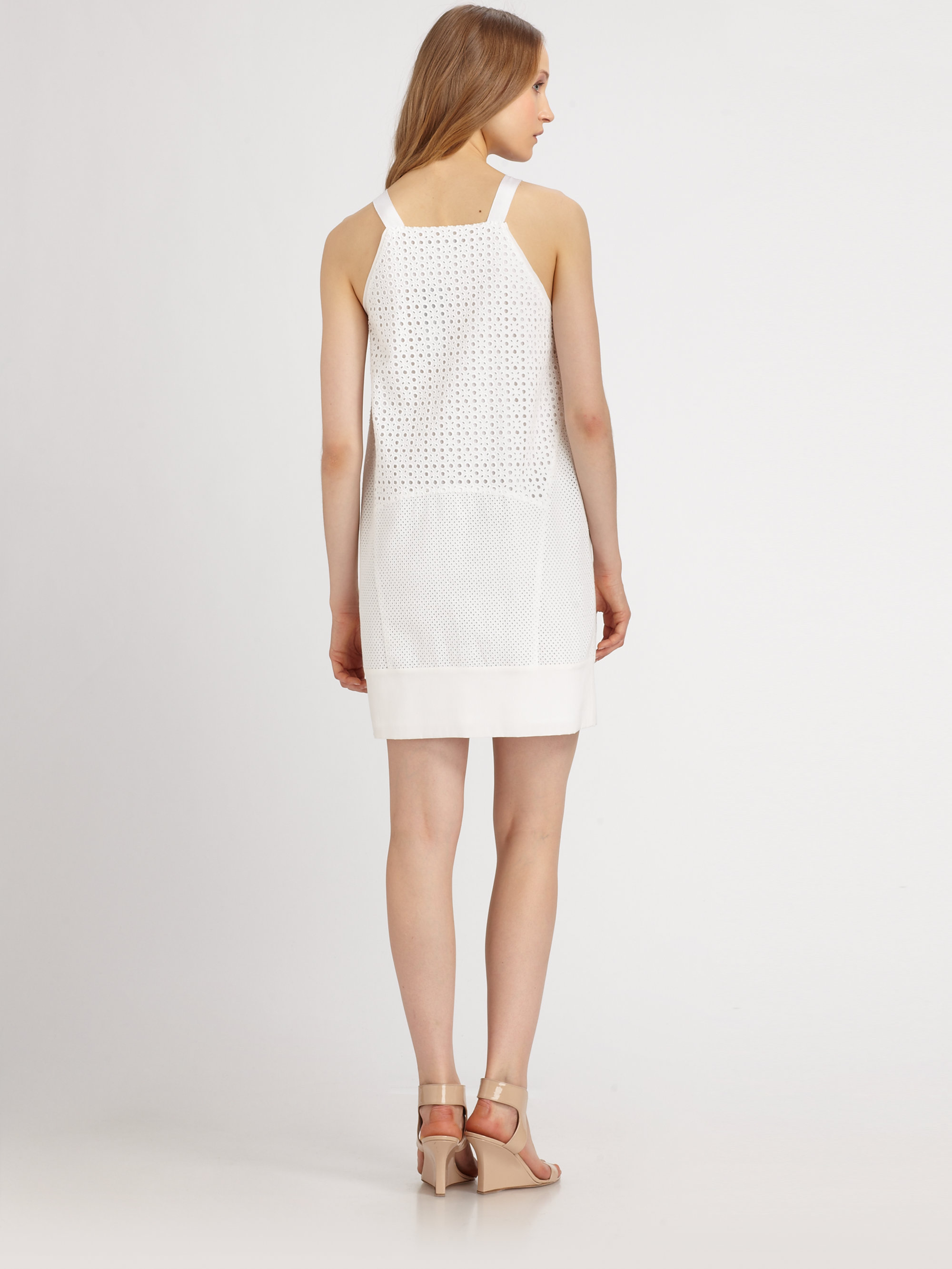 Lyst - Dkny Cotton Eyelet Chemise Dress in White