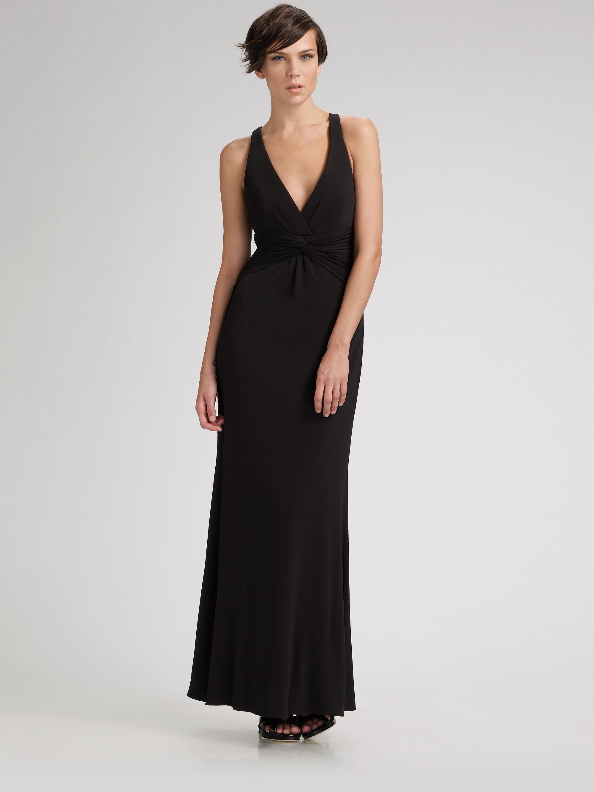 Laundry by shelli segal Halter Matte Jersey Gown in Black | Lyst