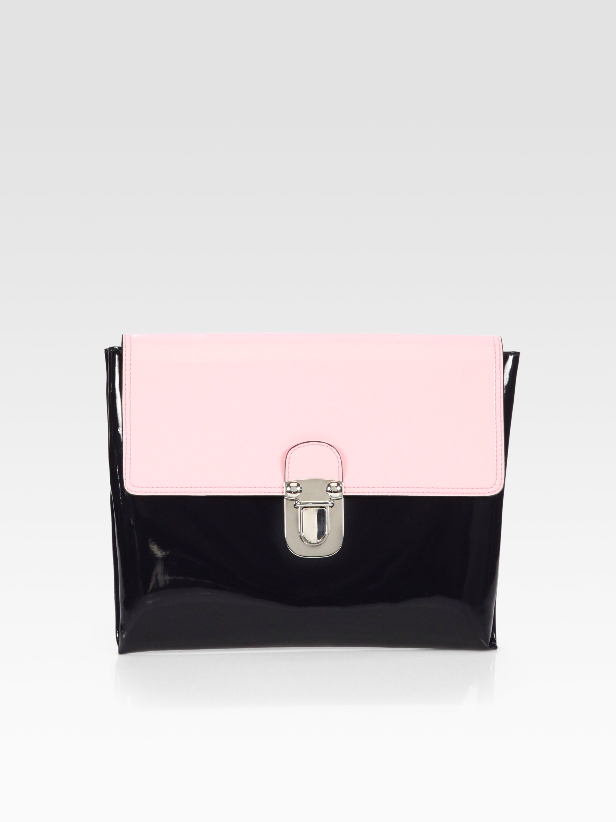 pink patent leather clutch