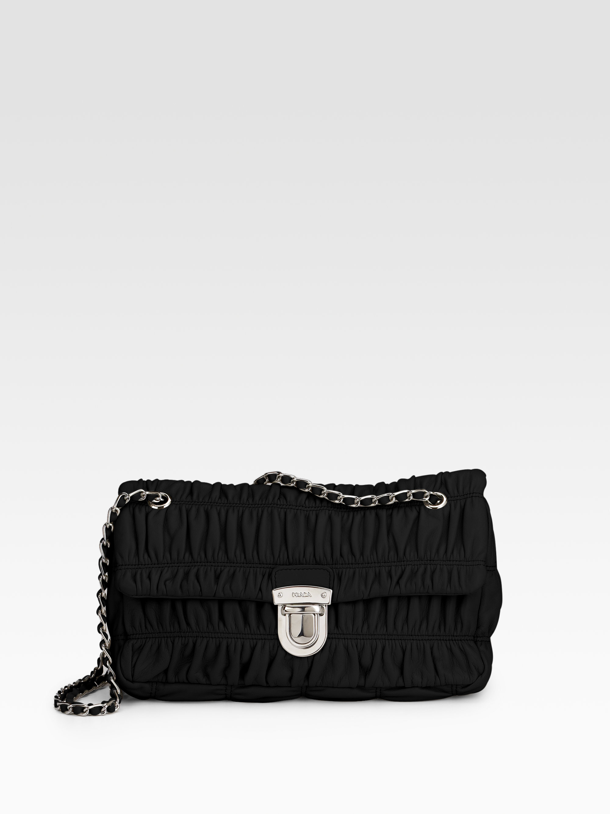 Prada Small Nappa Gaufre Mini Shoulder Bag in Black | Lyst
