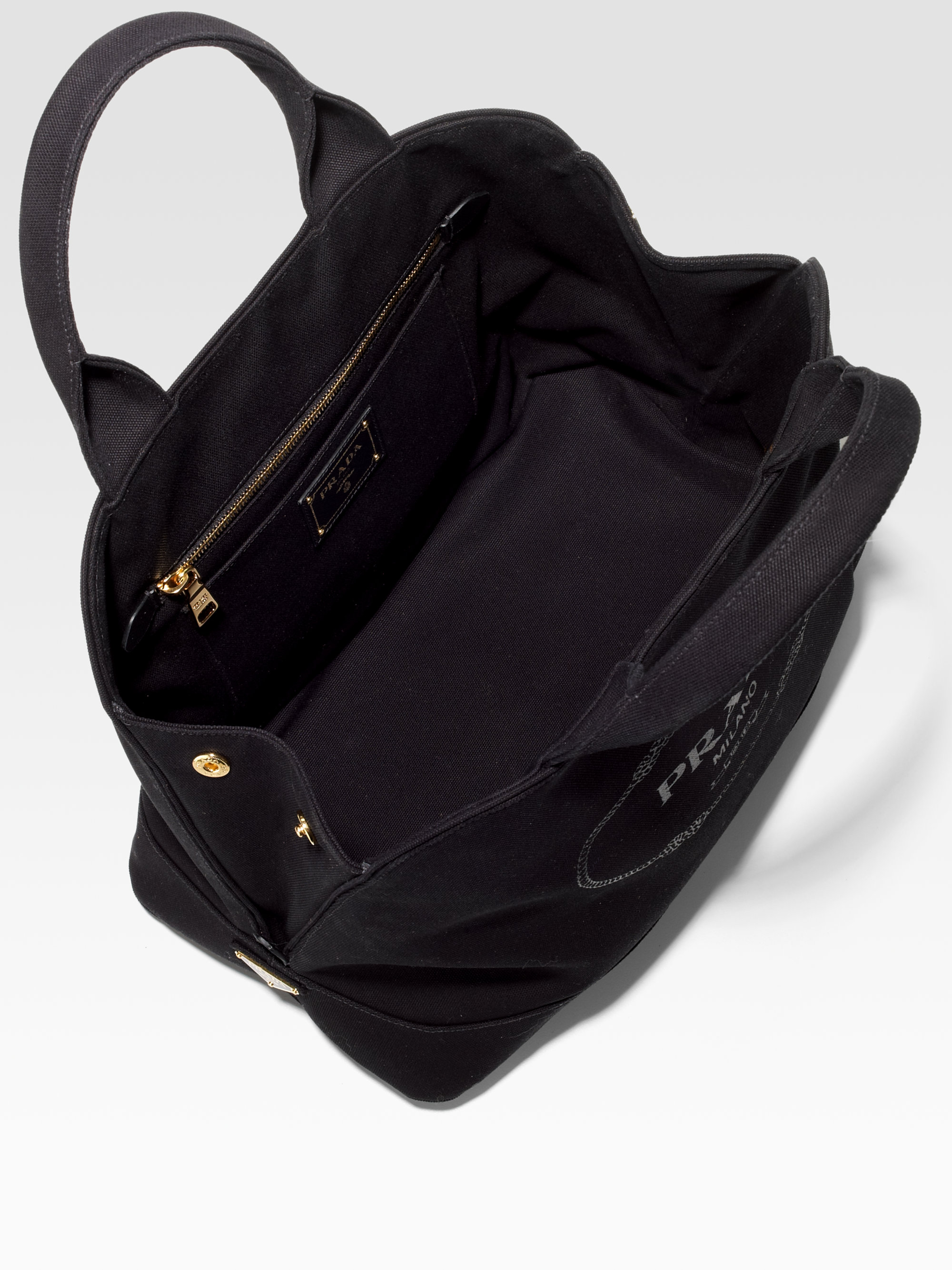 Prada Canvas Top Handle Bag in Black (nero-black) | Lyst