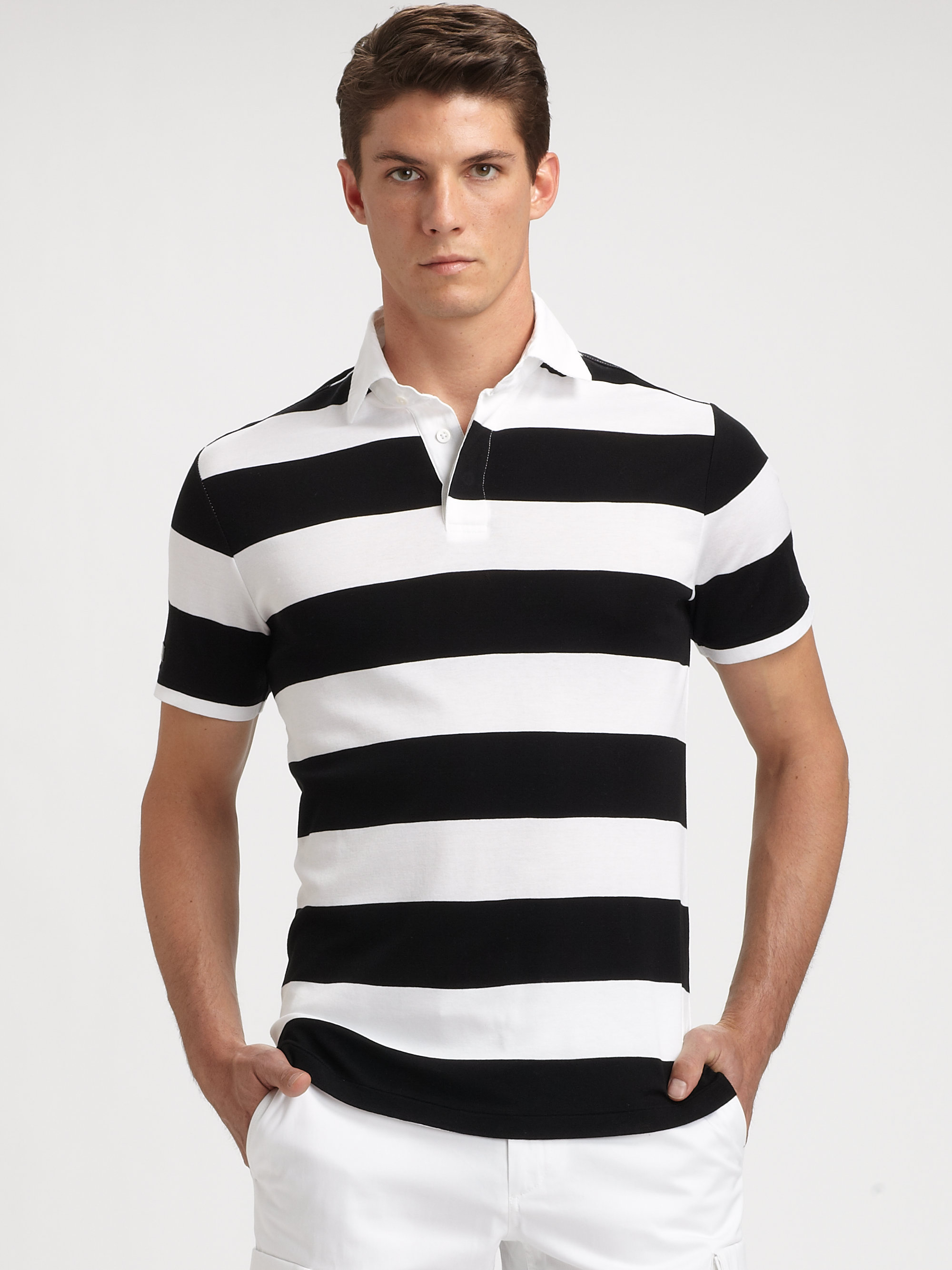 Lyst - Ralph Lauren Black Label Striped Rugby Shirt in Black for Men