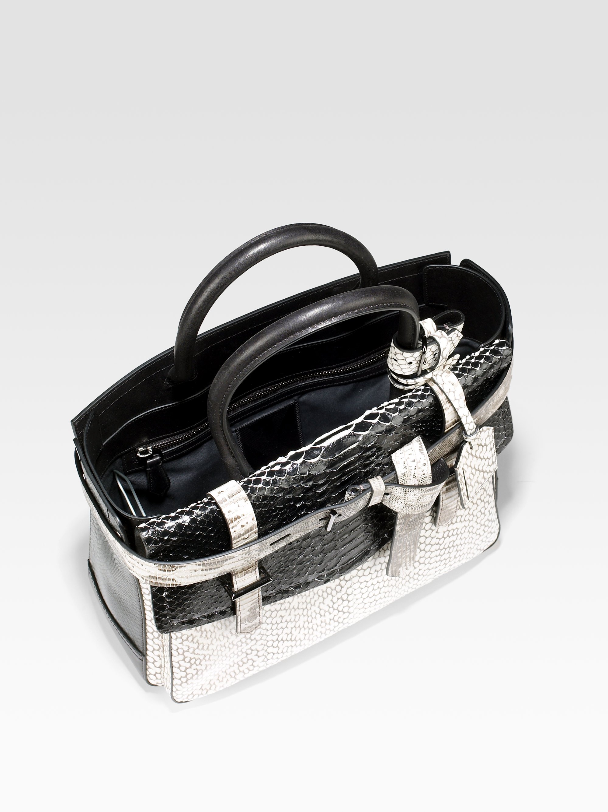 Reed krakoff Python Boxer Bag in White (black-white) | Lyst
