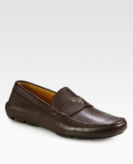Prada Logo Loafers in Brown for Men | Lyst