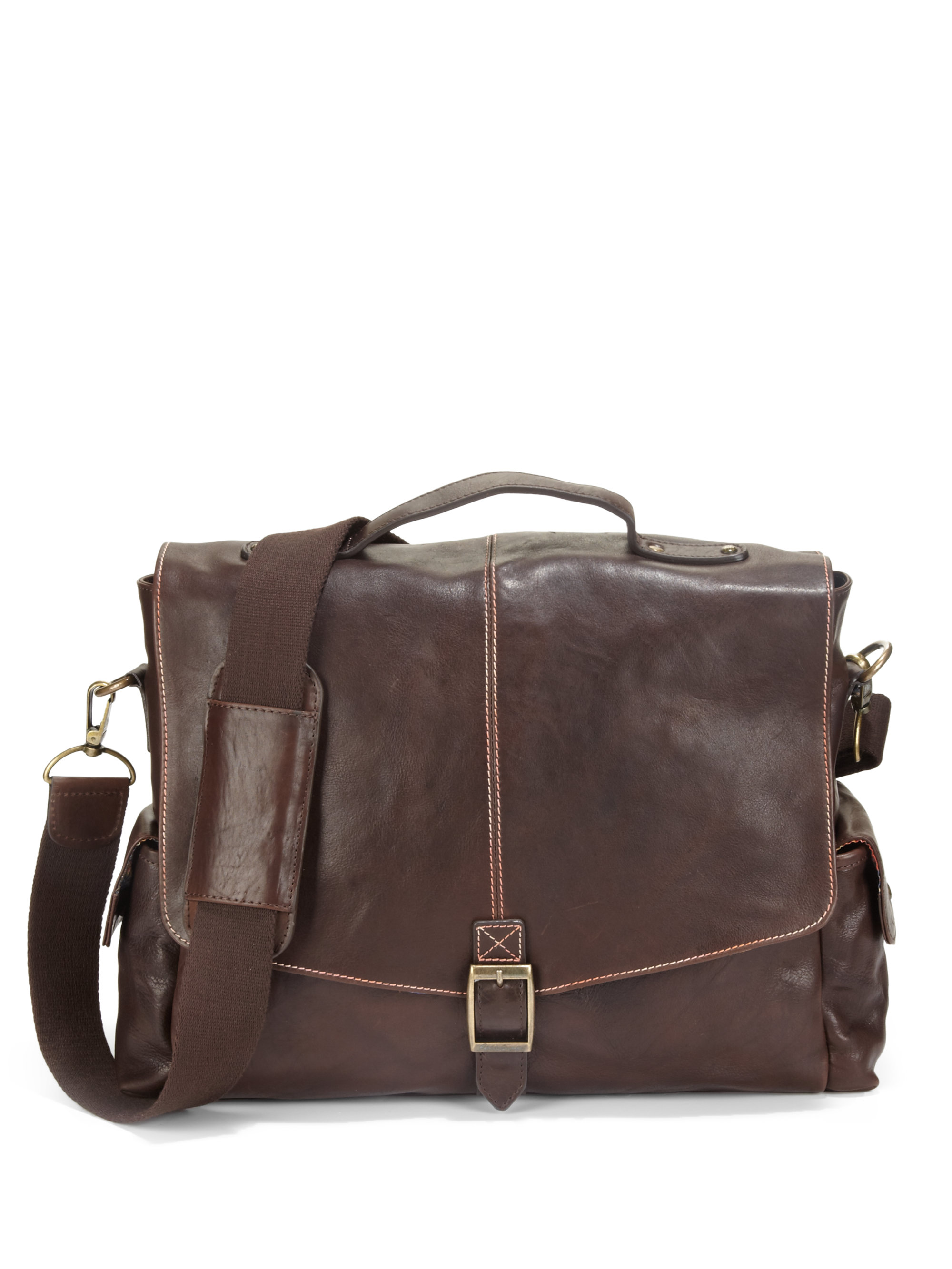 Robert Graham Leather Messenger Bag in Brown for Men | Lyst