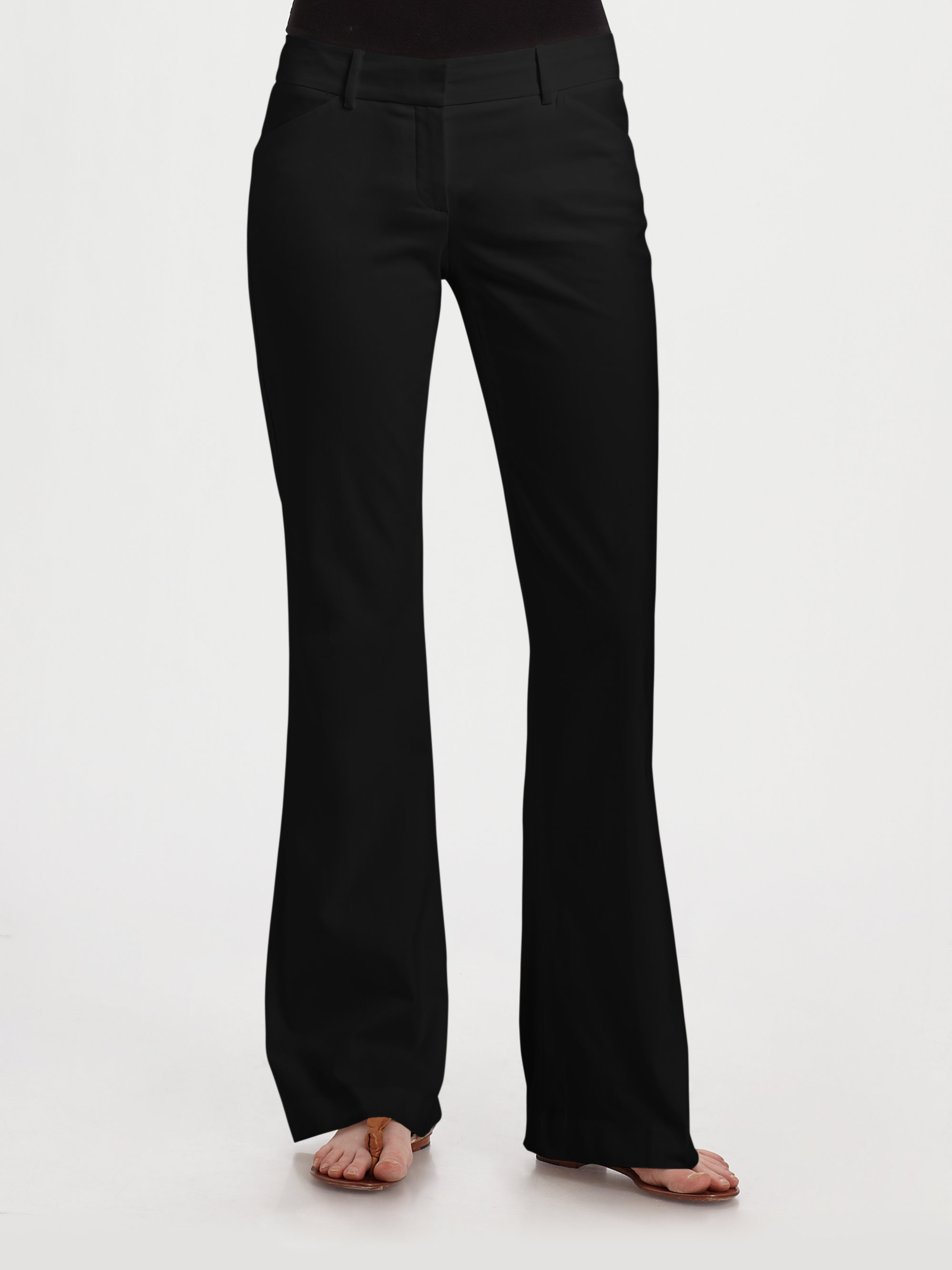 Theory Stretch Canvas Fit and Flare Pants in Black | Lyst