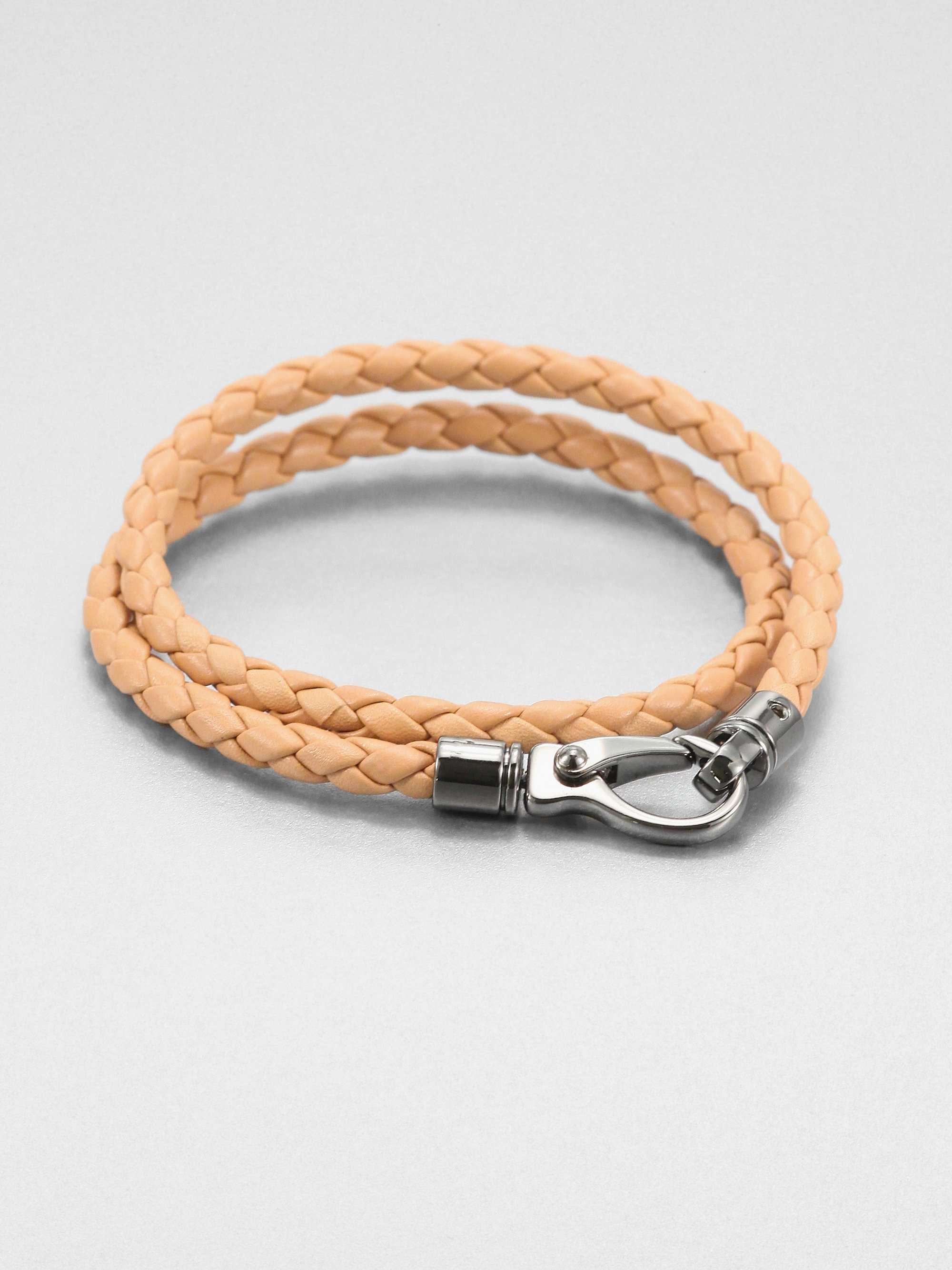 Lyst Tod S Leather Double Wrap Bracelet In Natural Gallery