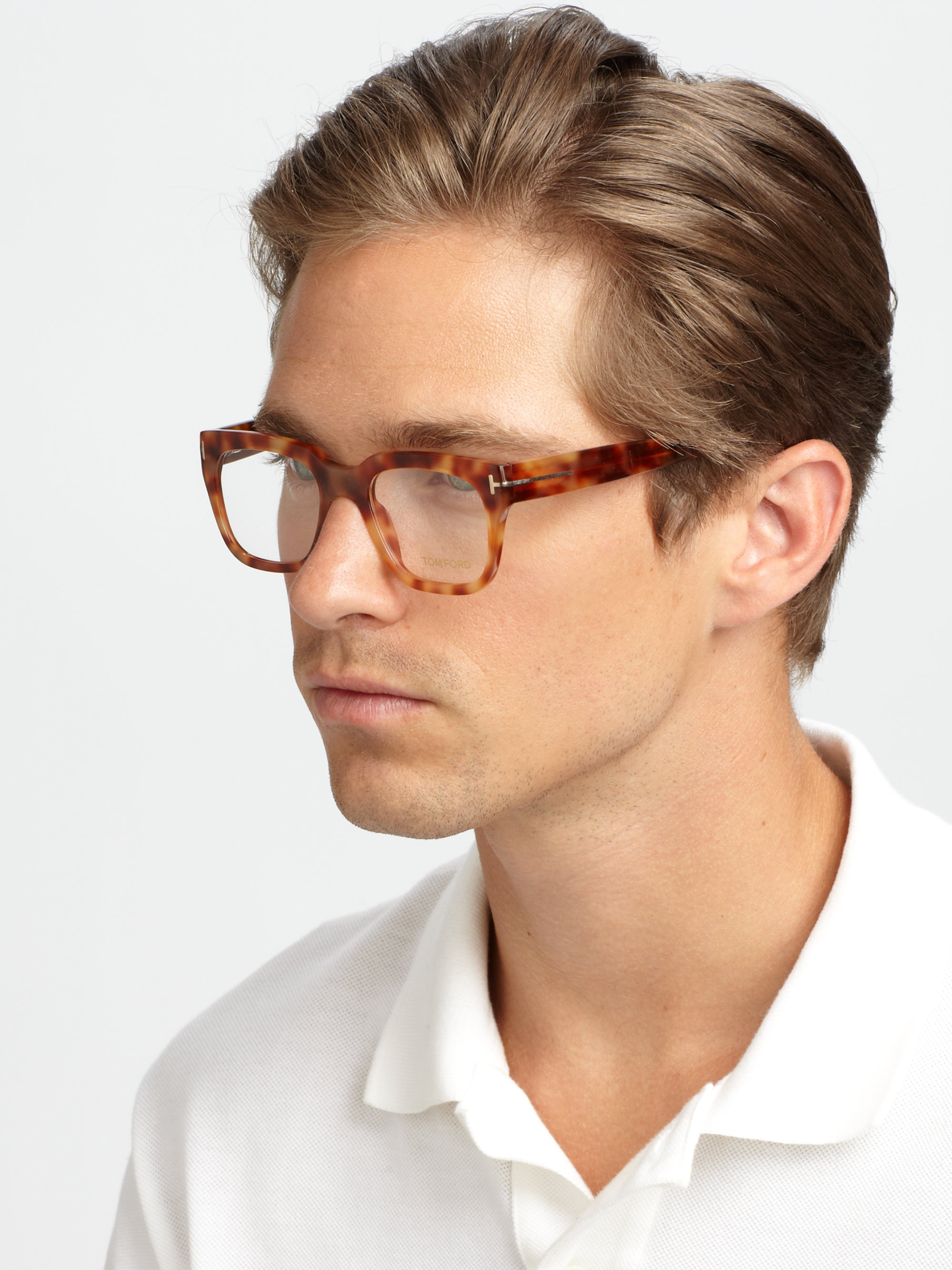 Tom Ford Wide Square Optical Framesblack In Brown For Men