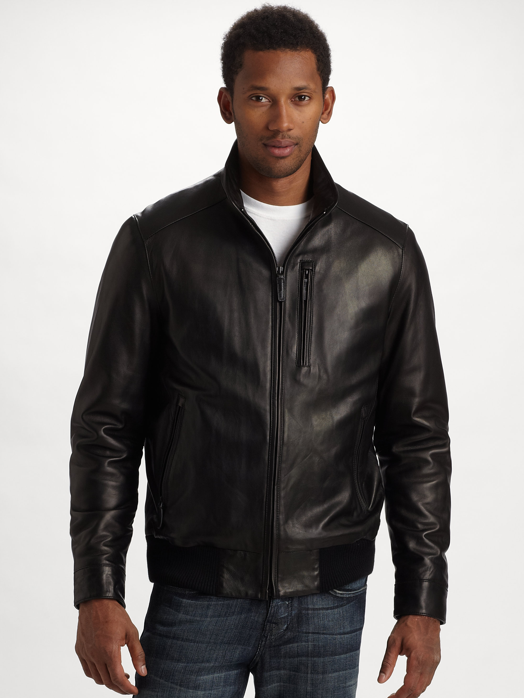 Lyst - Tumi Alpha Leather Bomber Jacket in Black for Men