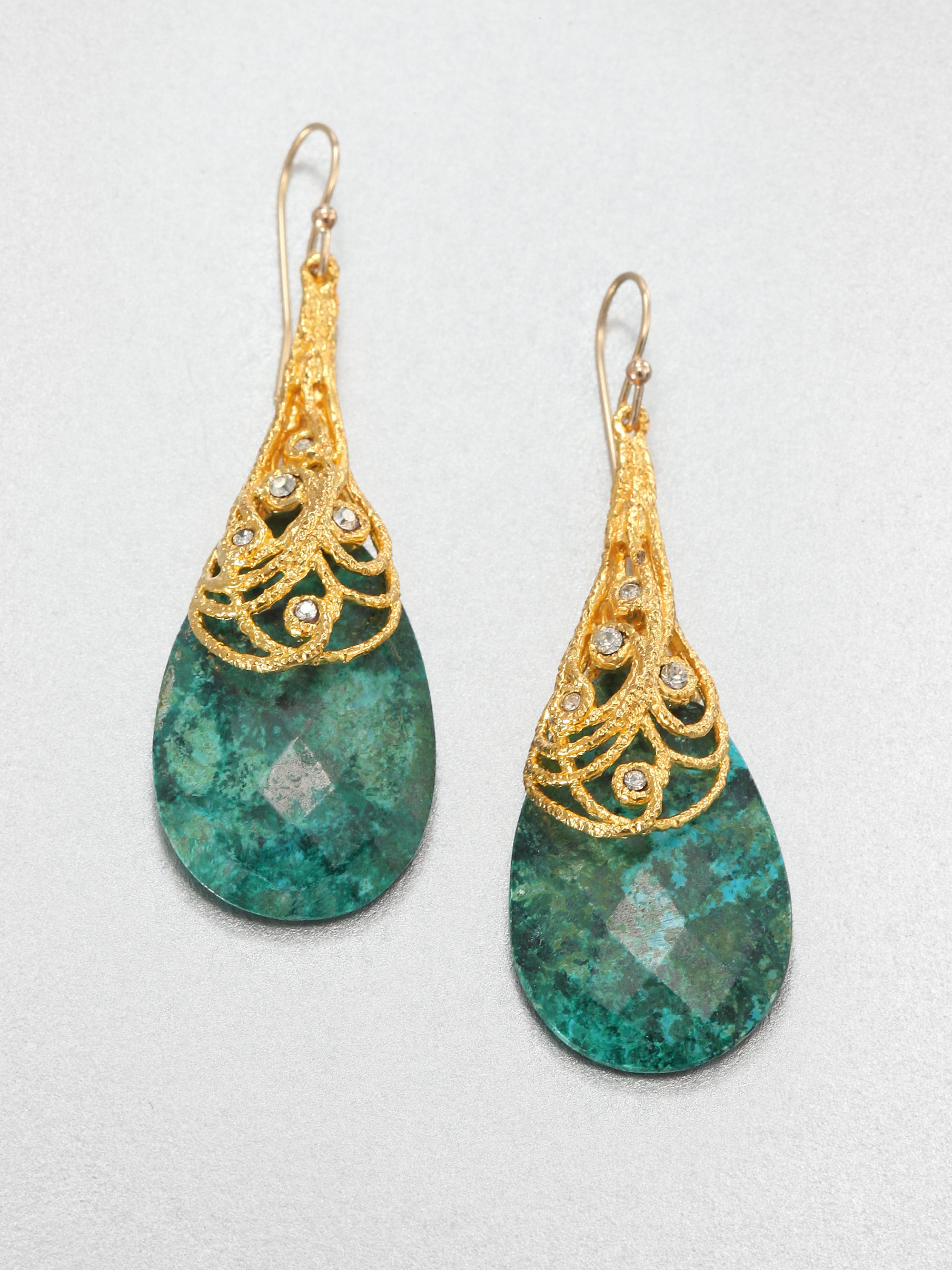 Alexis Bittar Chrysocolla Drop Earrings in Green (gold-green) | Lyst