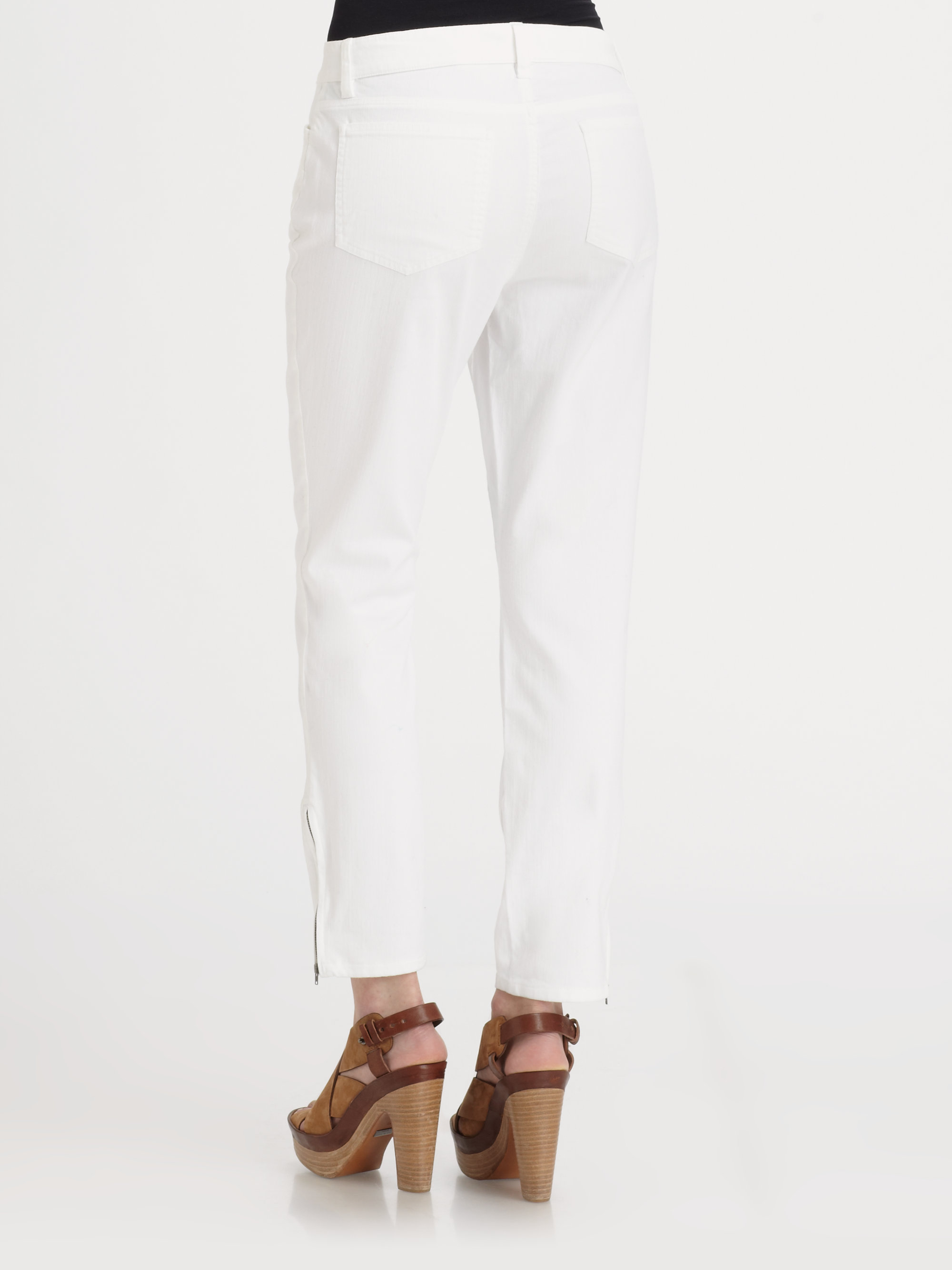 Eileen fisher Zipper Ankle Pants in White | Lyst