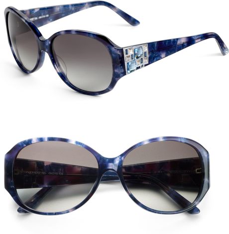 Judith Leiber Morocco Oval Acetate Sunglasses in Blue (sapphire) | Lyst