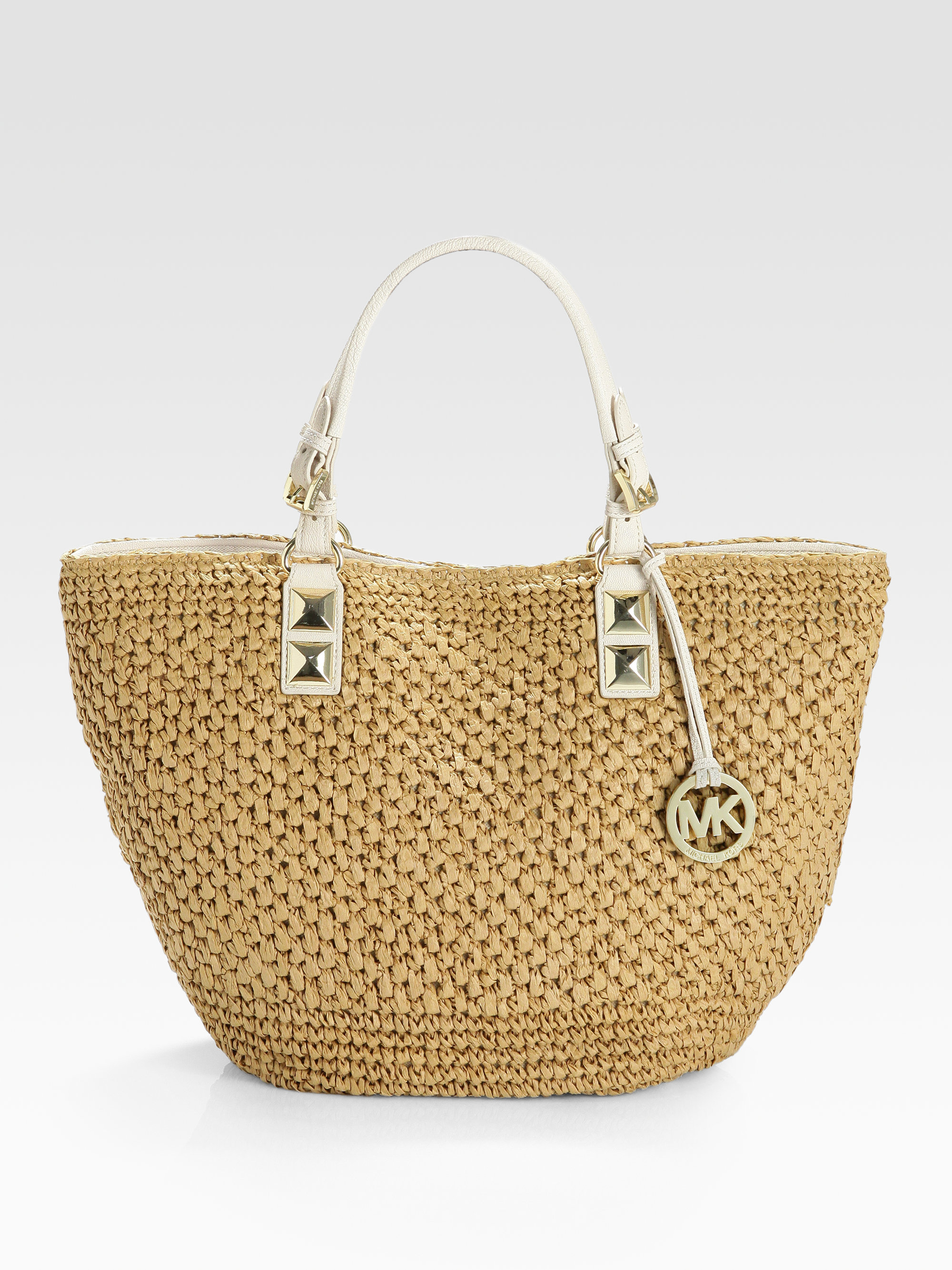 Lyst Michael Kors Santorini Straw Tote In Natural Gallery