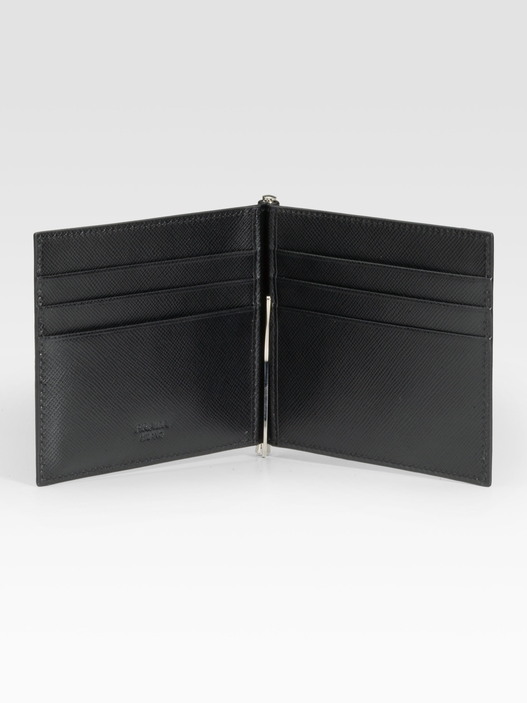 prada anthracite leather wallet  