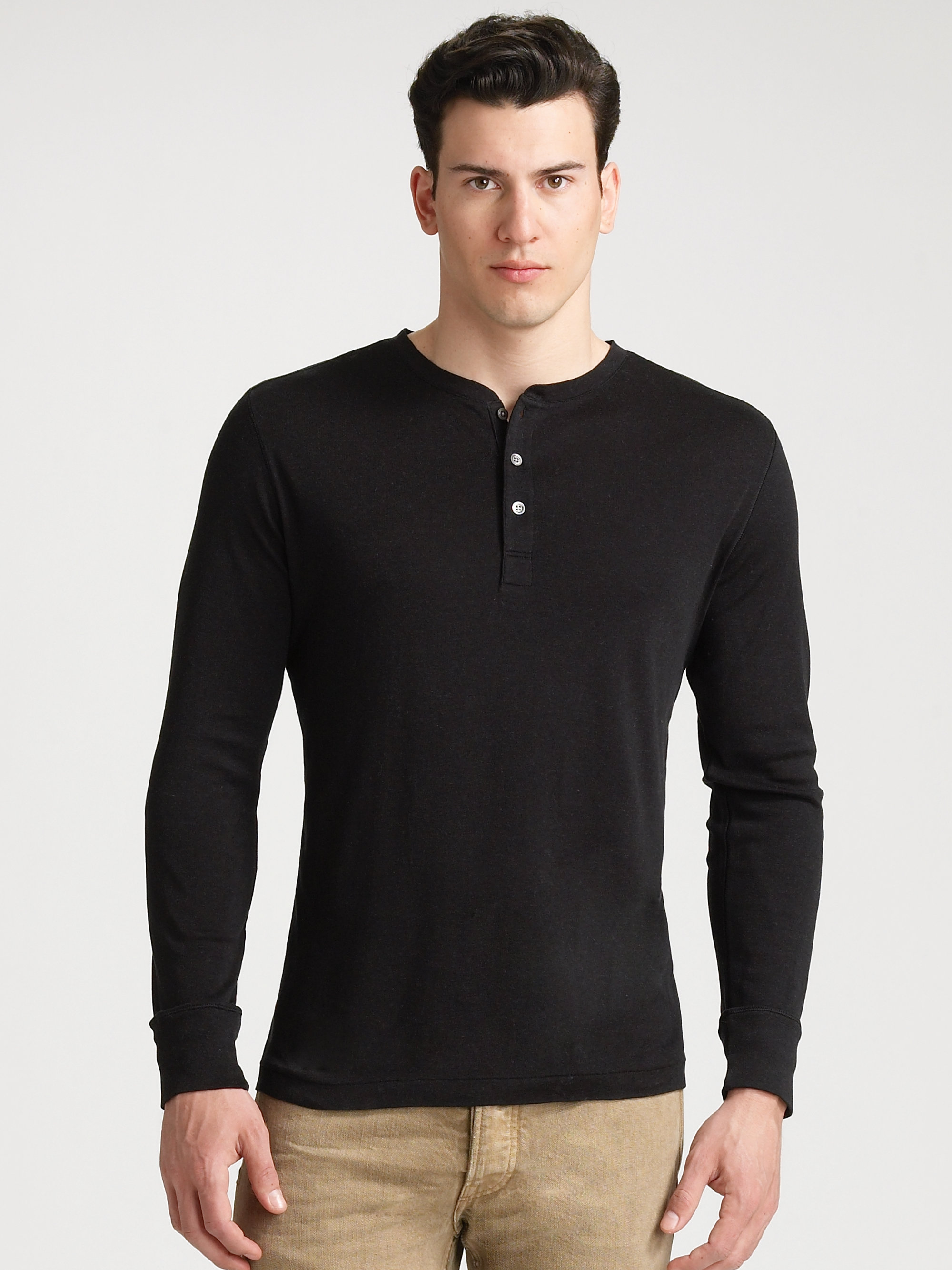 Lyst - Ralph Lauren Black Label Ribbed Henley Shirt in Black for Men