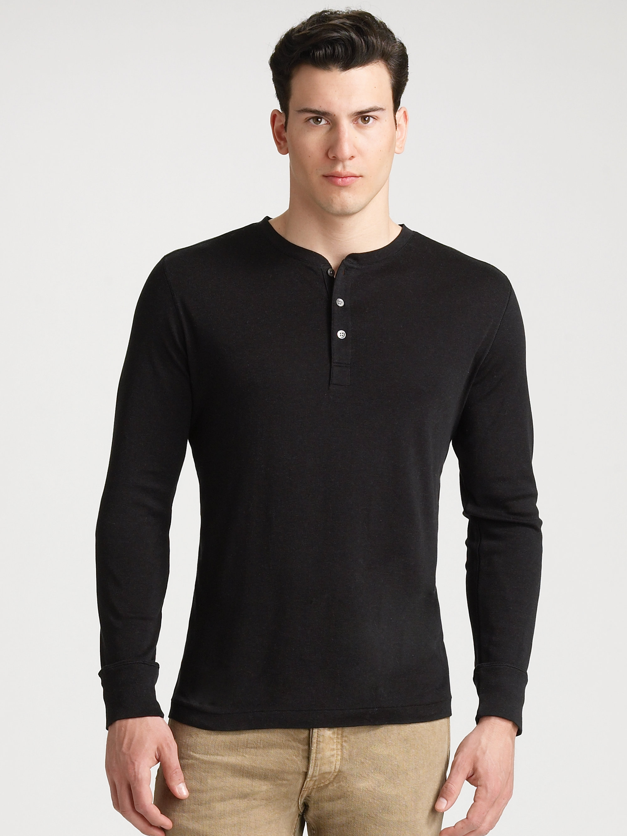 long sleeve black henley