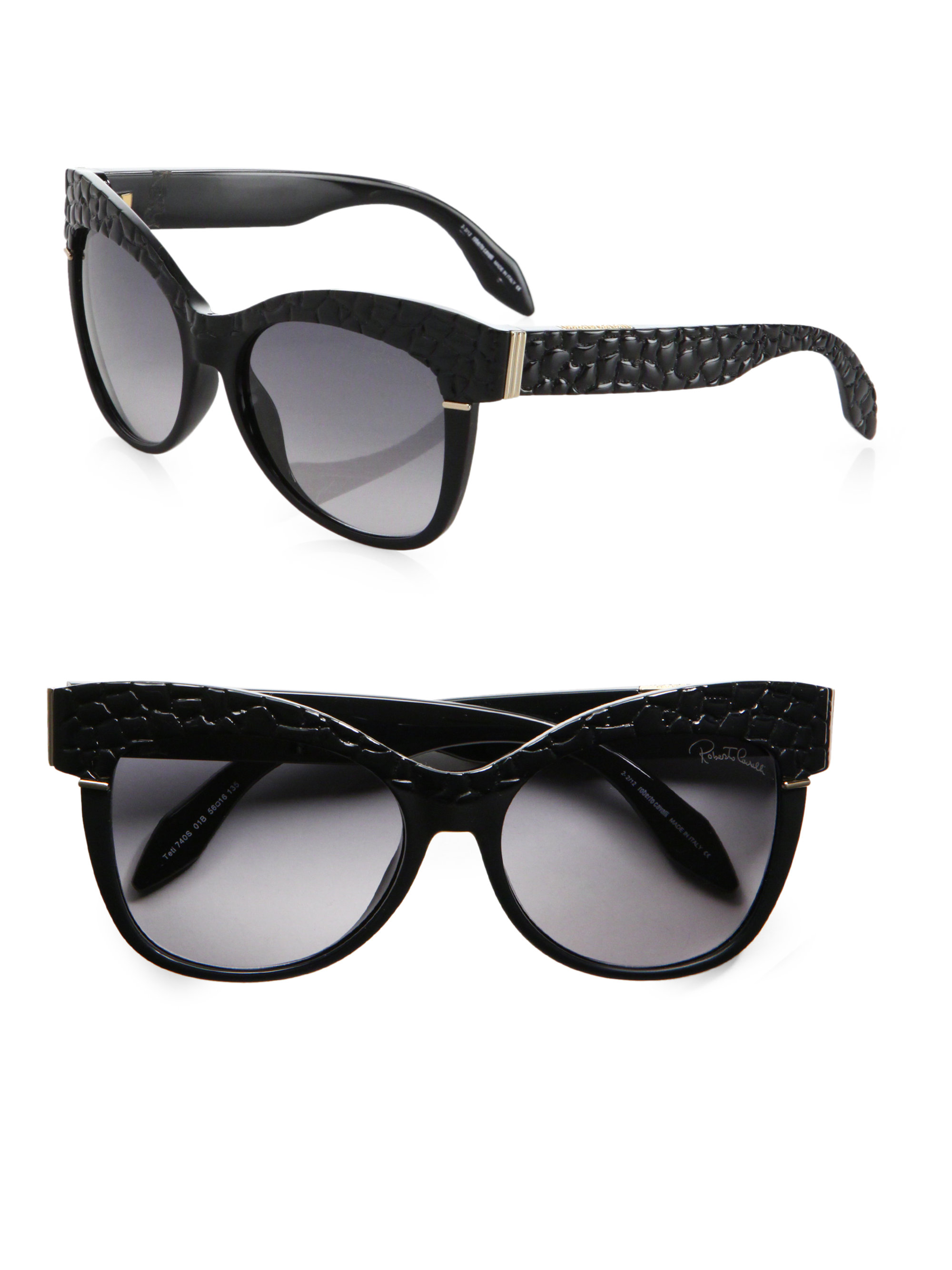 Roberto Cavalli Teti Croc Catseye Sunglasses in Black | Lyst