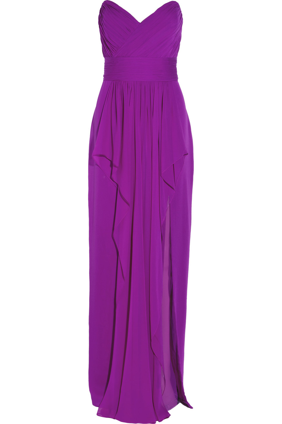 Notte By Marchesa Ruched Silk Chiffon Gown in Purple | Lyst