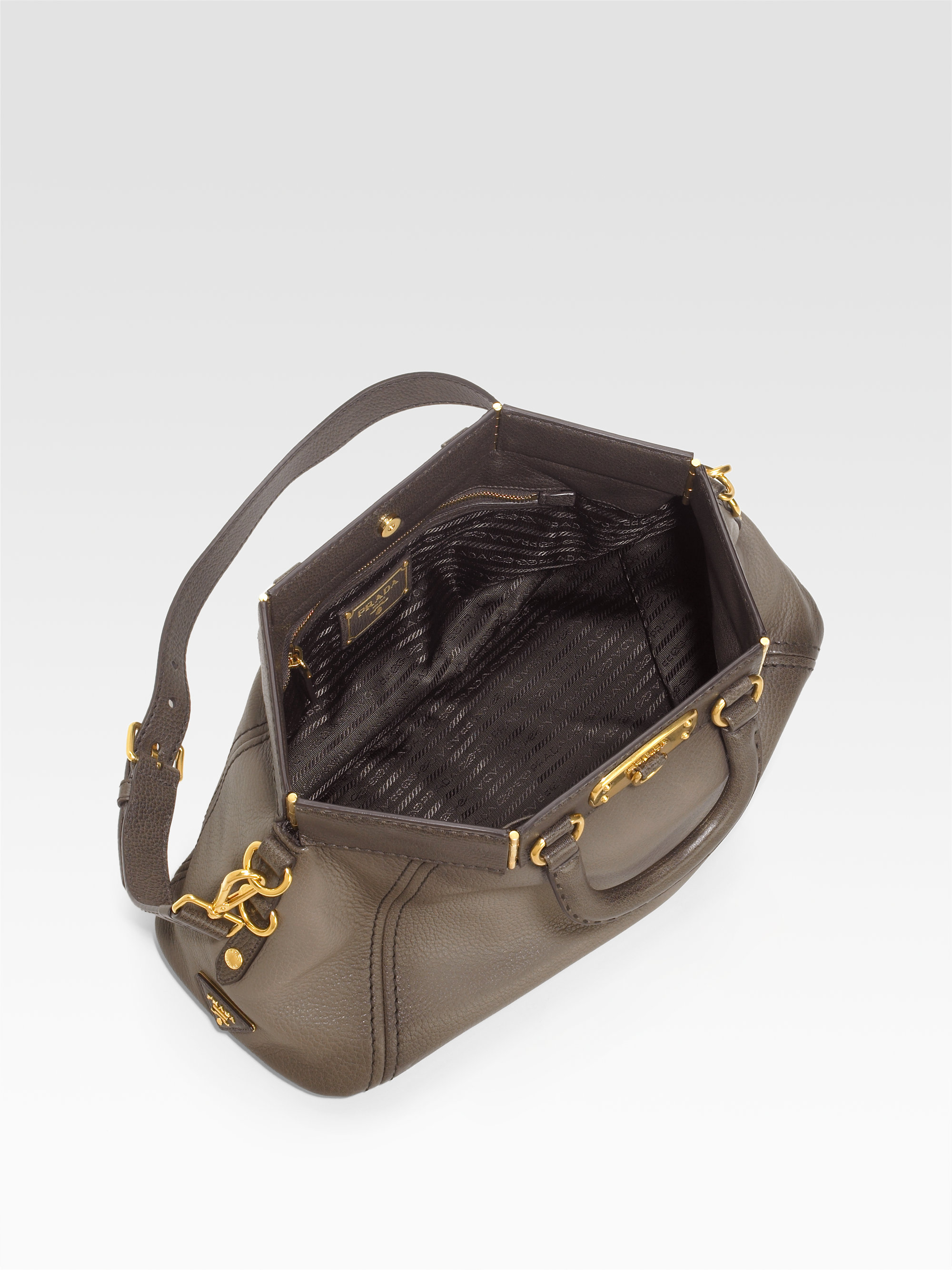 Prada Cervo Frame Bag in Gray (dark grey) | Lyst  